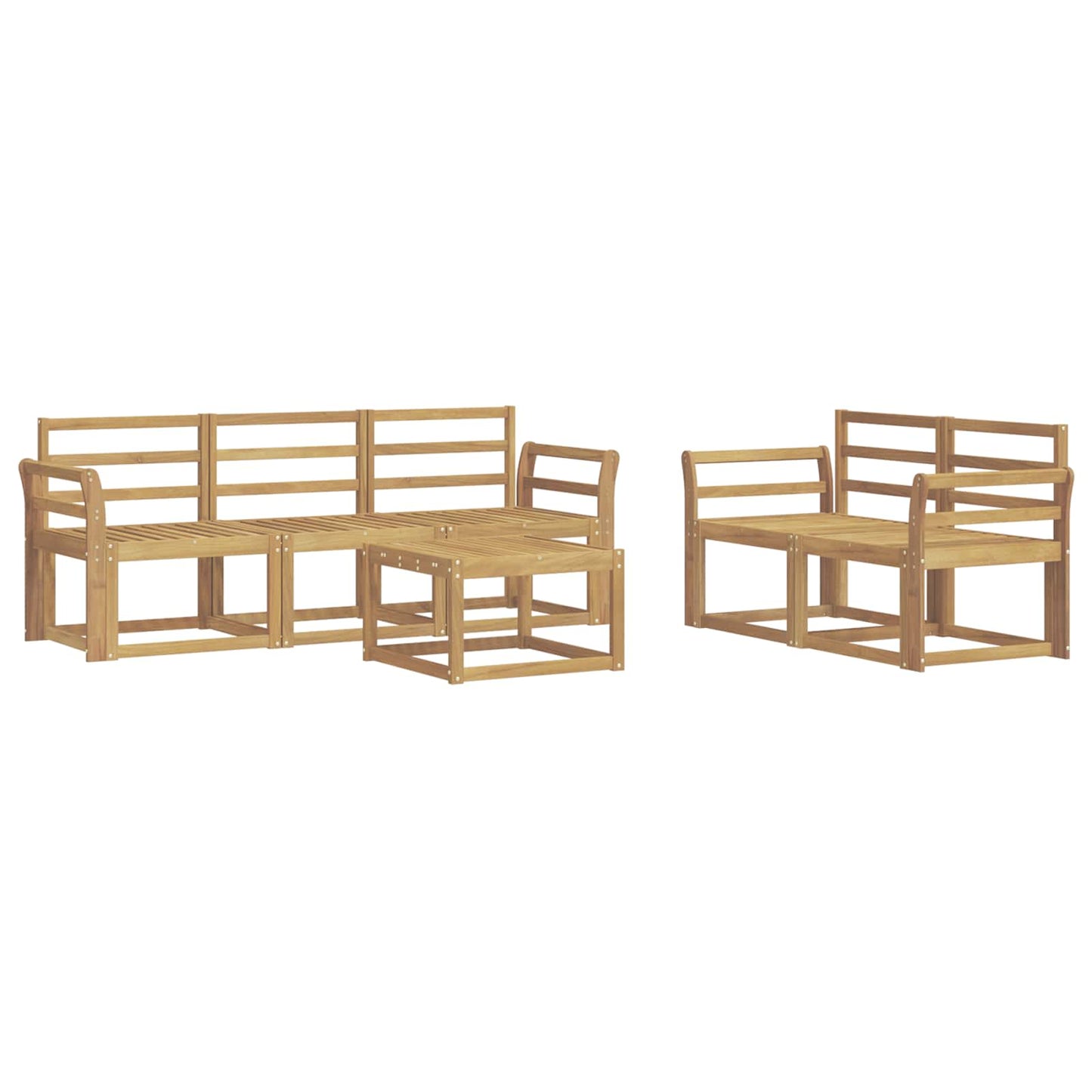 Outdoor Sofa Set 6 pcs White 59 x 59 x 37 cm Solid Acacia Wood
