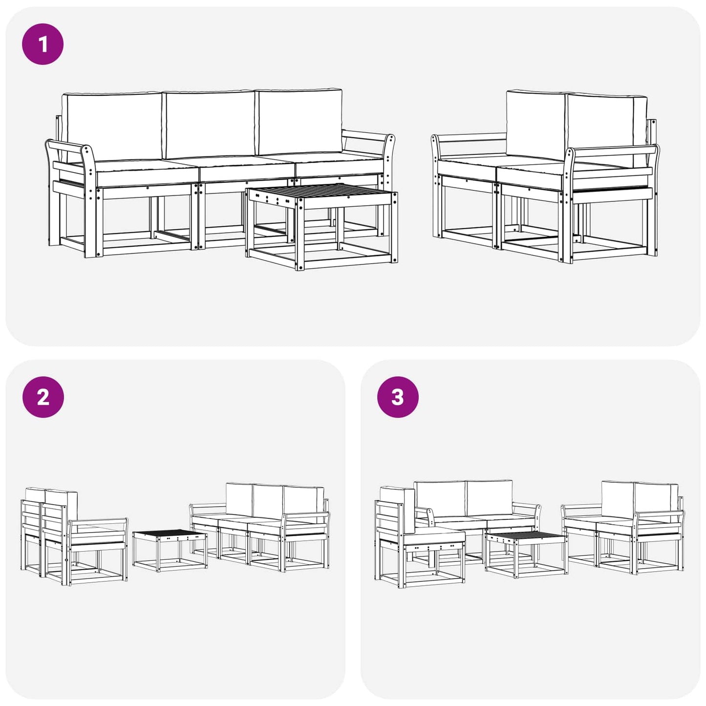 Outdoor Sofa Set 6 pcs White 59 x 59 x 37 cm Solid Acacia Wood