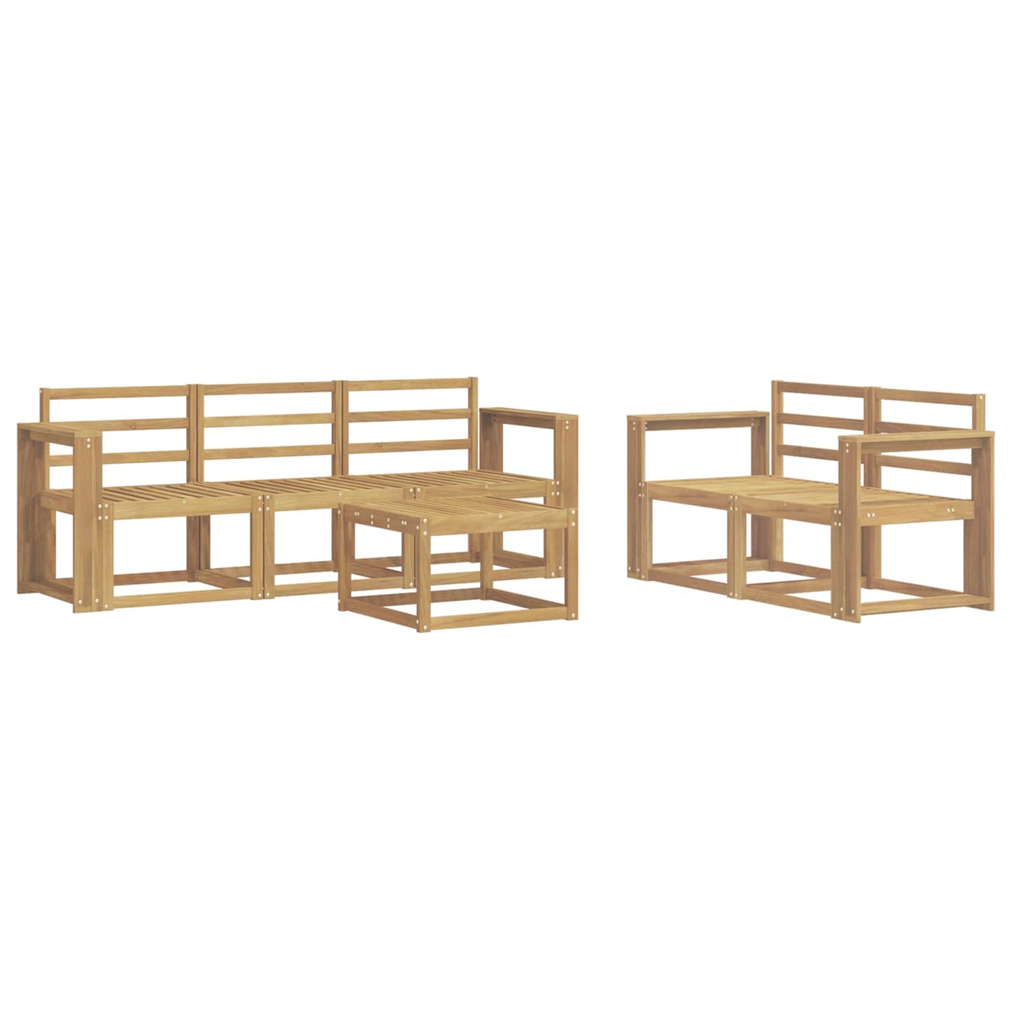 Outdoor Sofa Set 6 pcs White 59 x 59 x 37 cm Solid Acacia Wood
