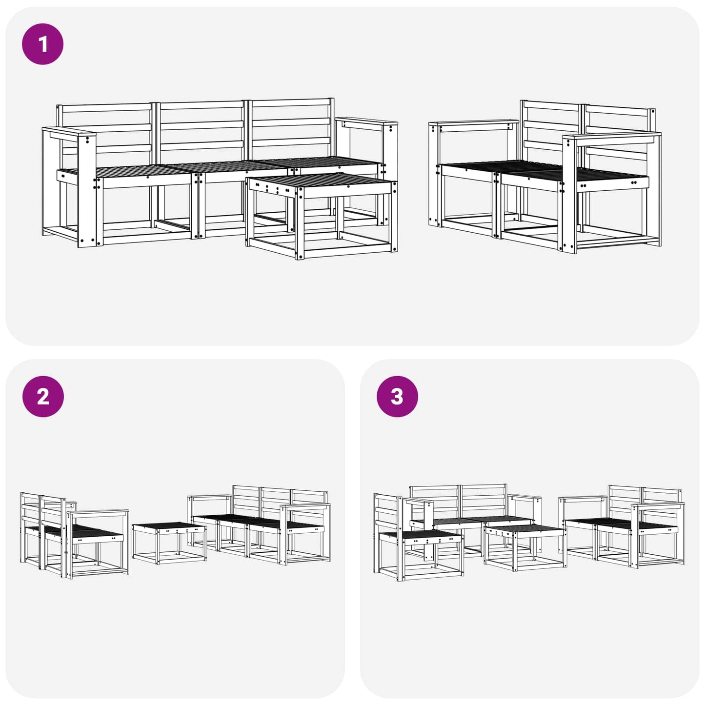 Outdoor Sofa Set 6 pcs White 59 x 59 x 37 cm Solid Acacia Wood
