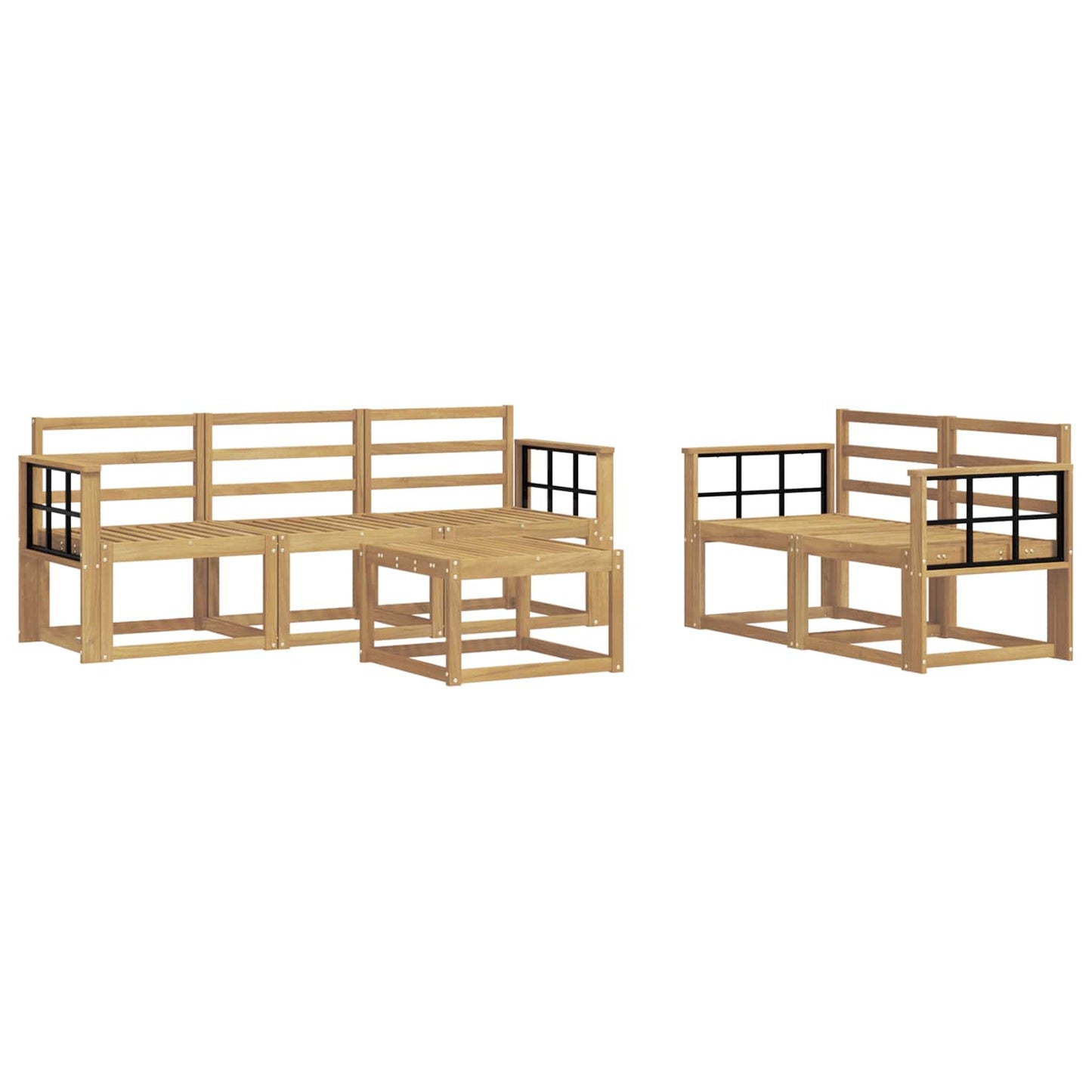 Outdoor Sofa Set 6 pcs White 59 x 59 x 37 cm Solid Acacia Wood