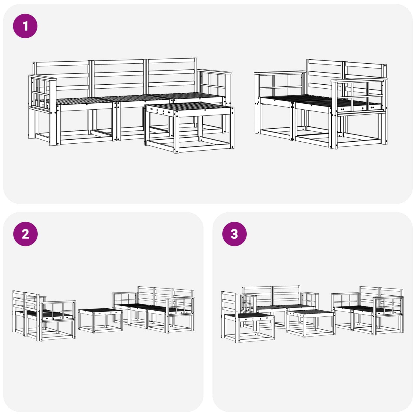 Outdoor Sofa Set 6 pcs White 59 x 59 x 37 cm Solid Acacia Wood