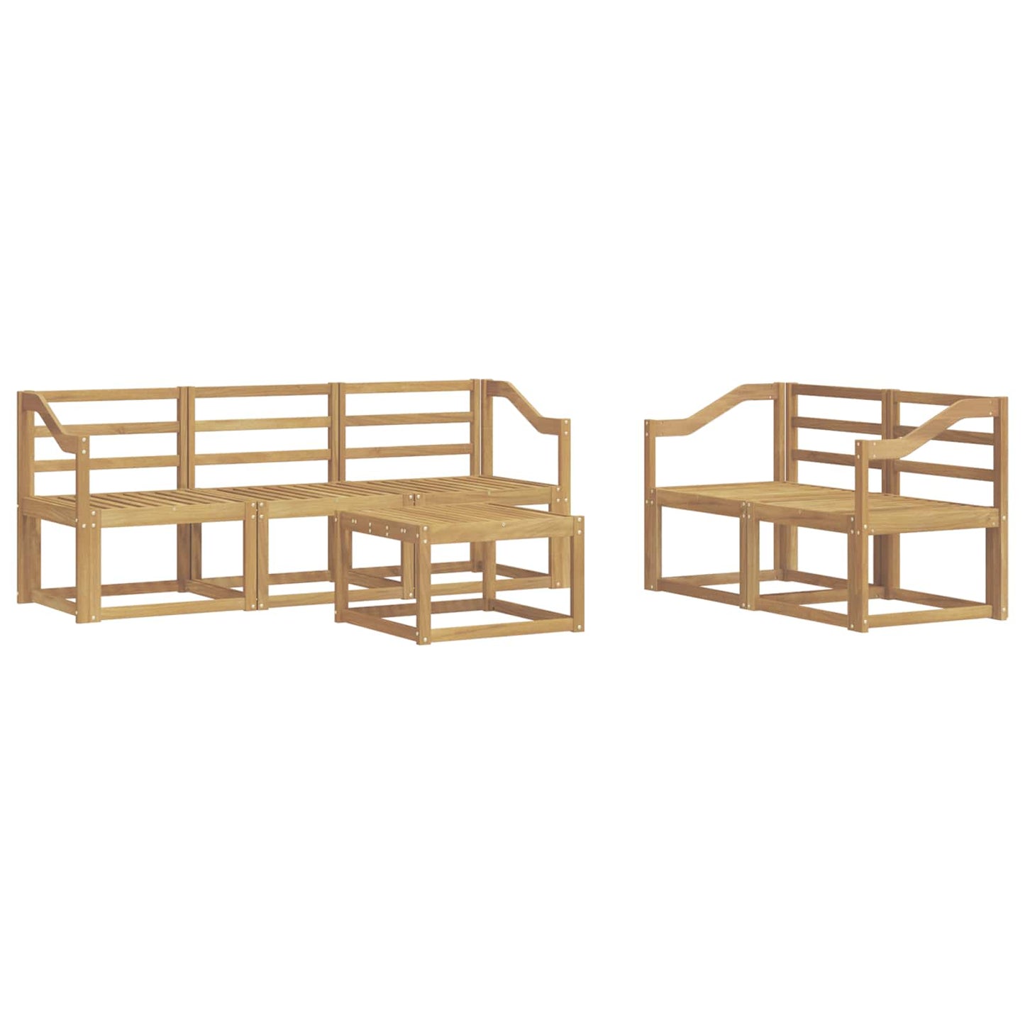 Outdoor Sofa Set 6 pcs White 59 x 59 x 37 cm Solid Acacia Wood