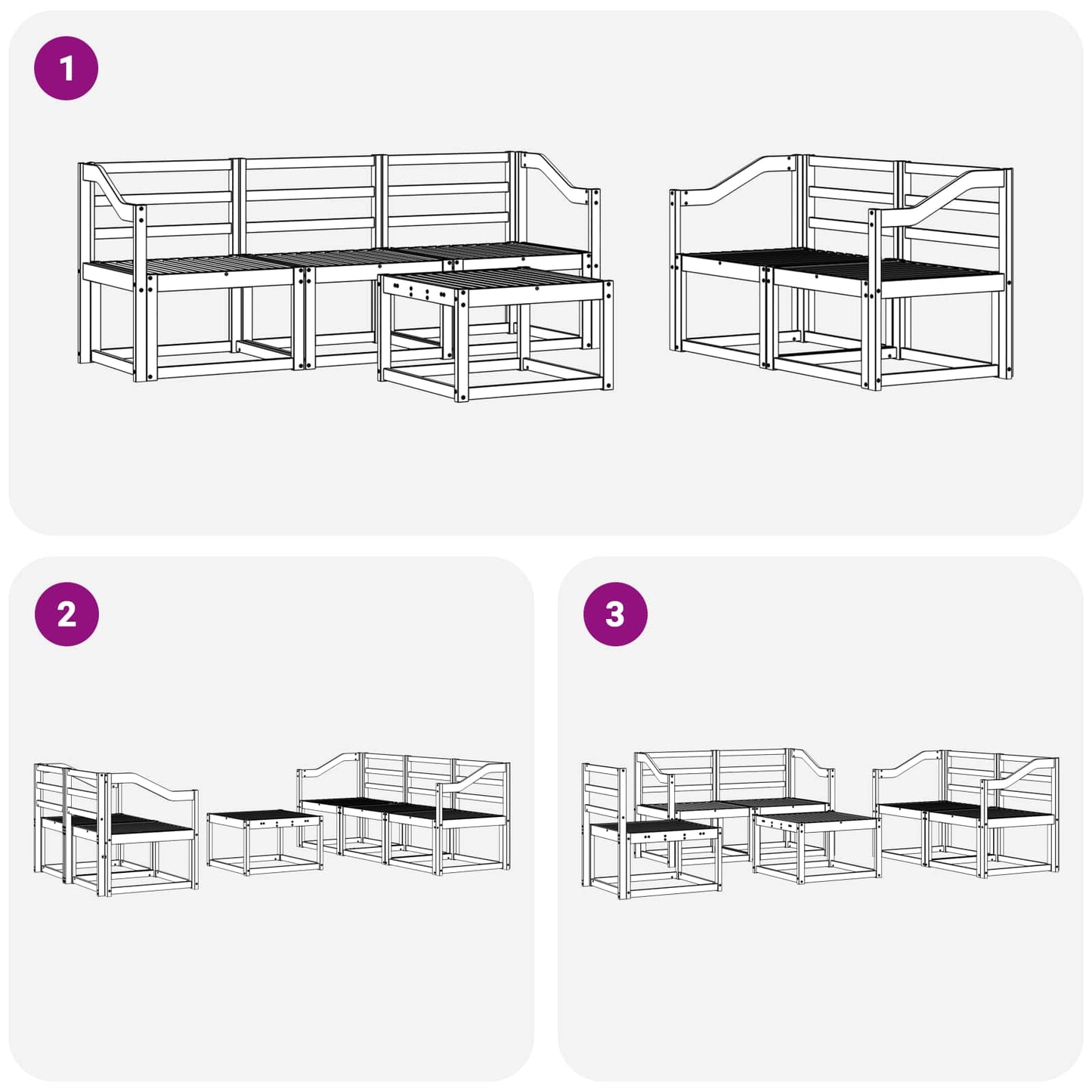 Outdoor Sofa Set 6 pcs White 59 x 59 x 37 cm Solid Acacia Wood