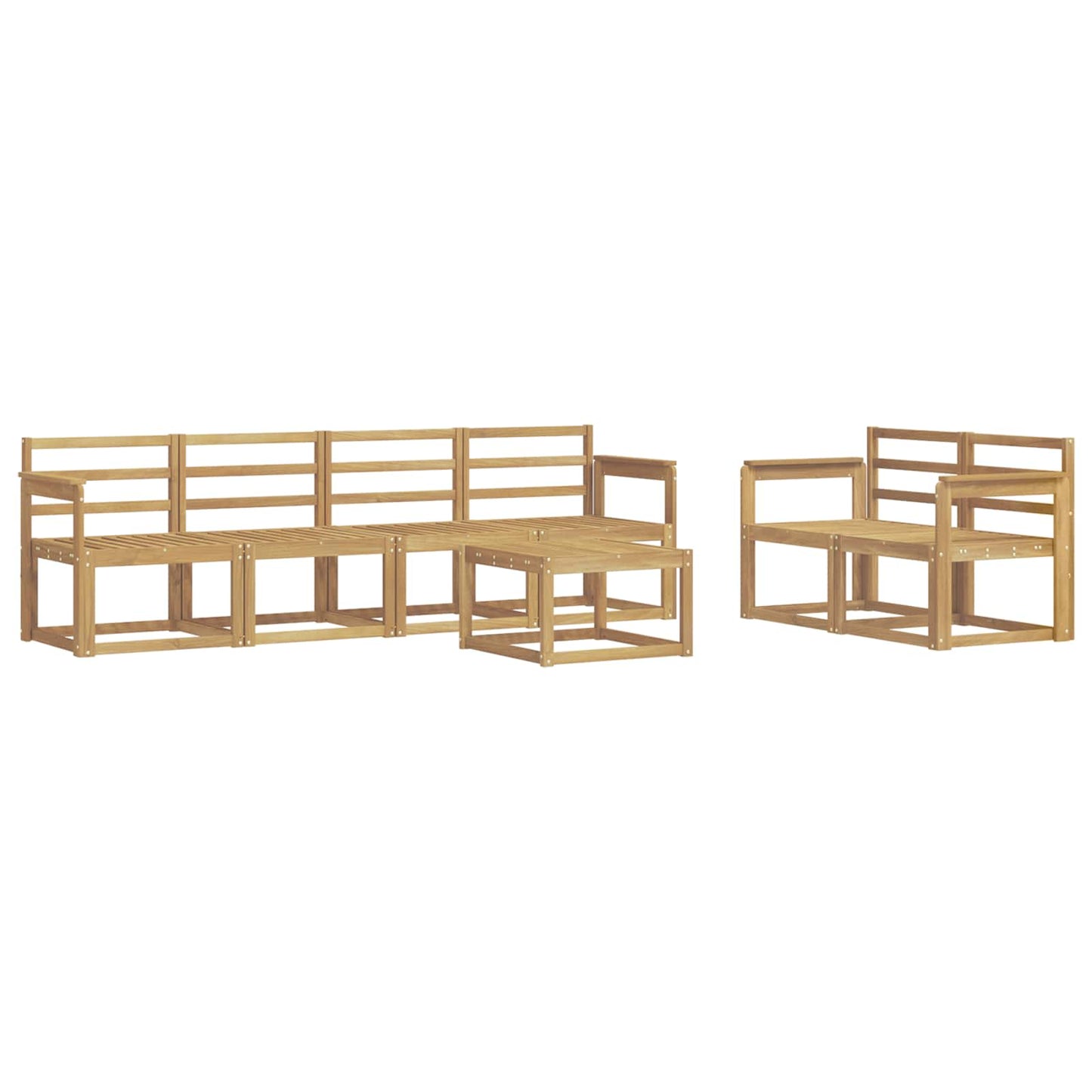 Outdoor Sofa Set 7 pcs White 59 x 59 x 37 cm Solid Acacia Wood