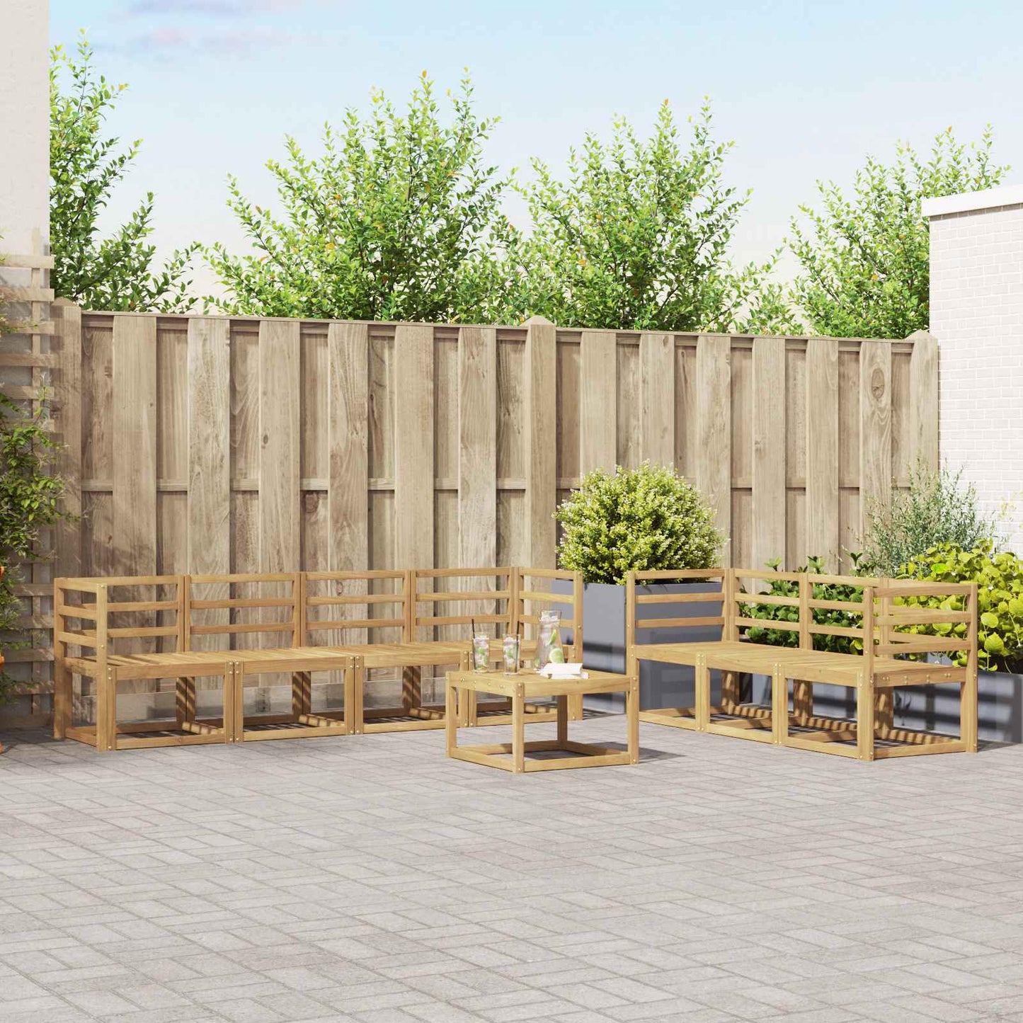 Outdoor Sofa Set 8 pcs White 59 x 59 x 37 cm Solid Acacia Wood