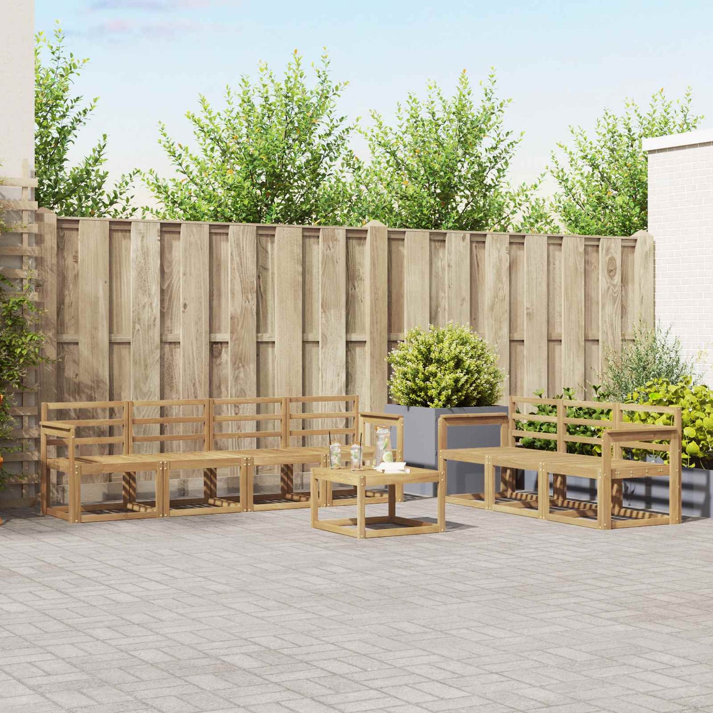 Outdoor Sofa Set 8 pcs White 59 x 59 x 37 cm Solid Acacia Wood