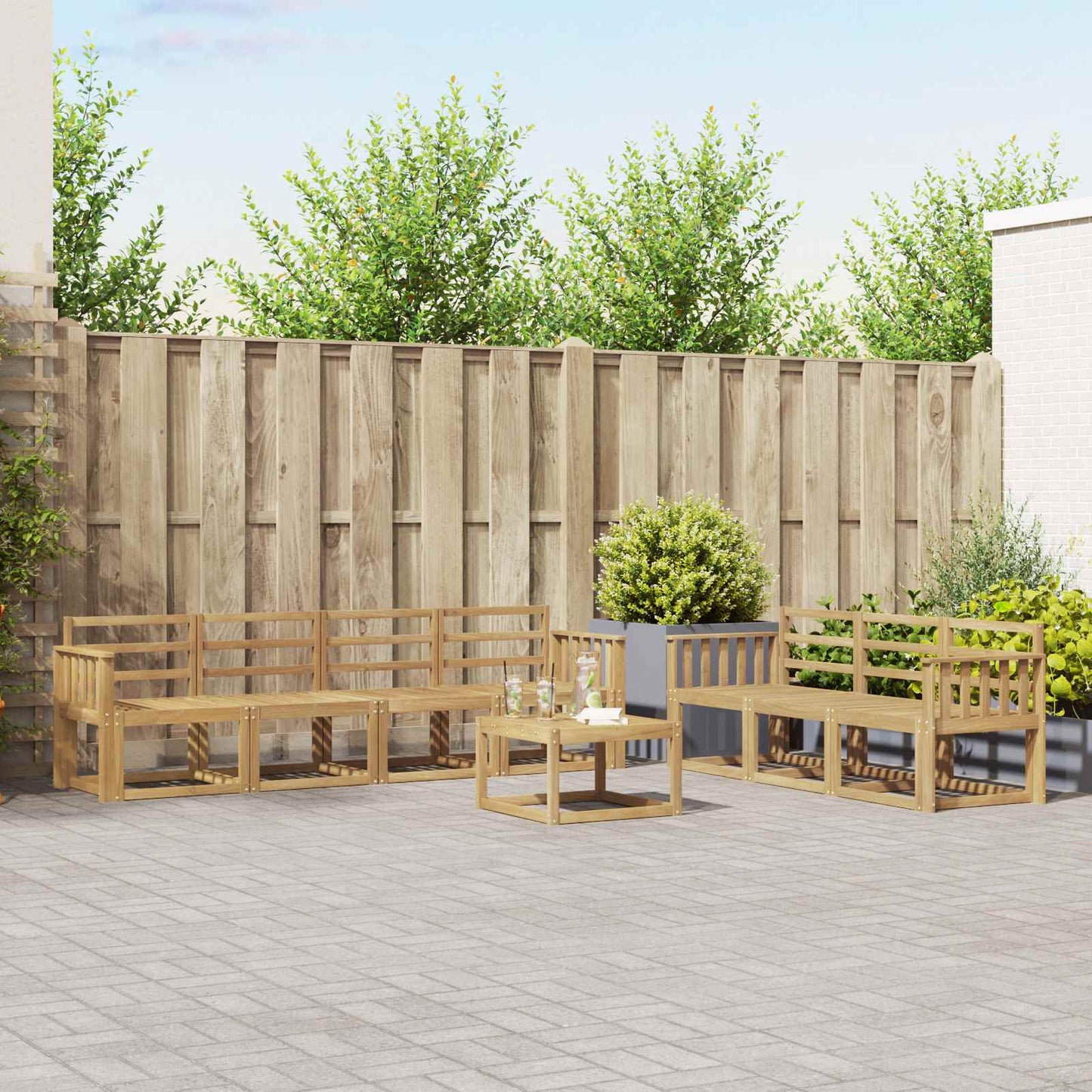 Outdoor Sofa Set 8 pcs White 59 x 59 x 37 cm Solid Acacia Wood