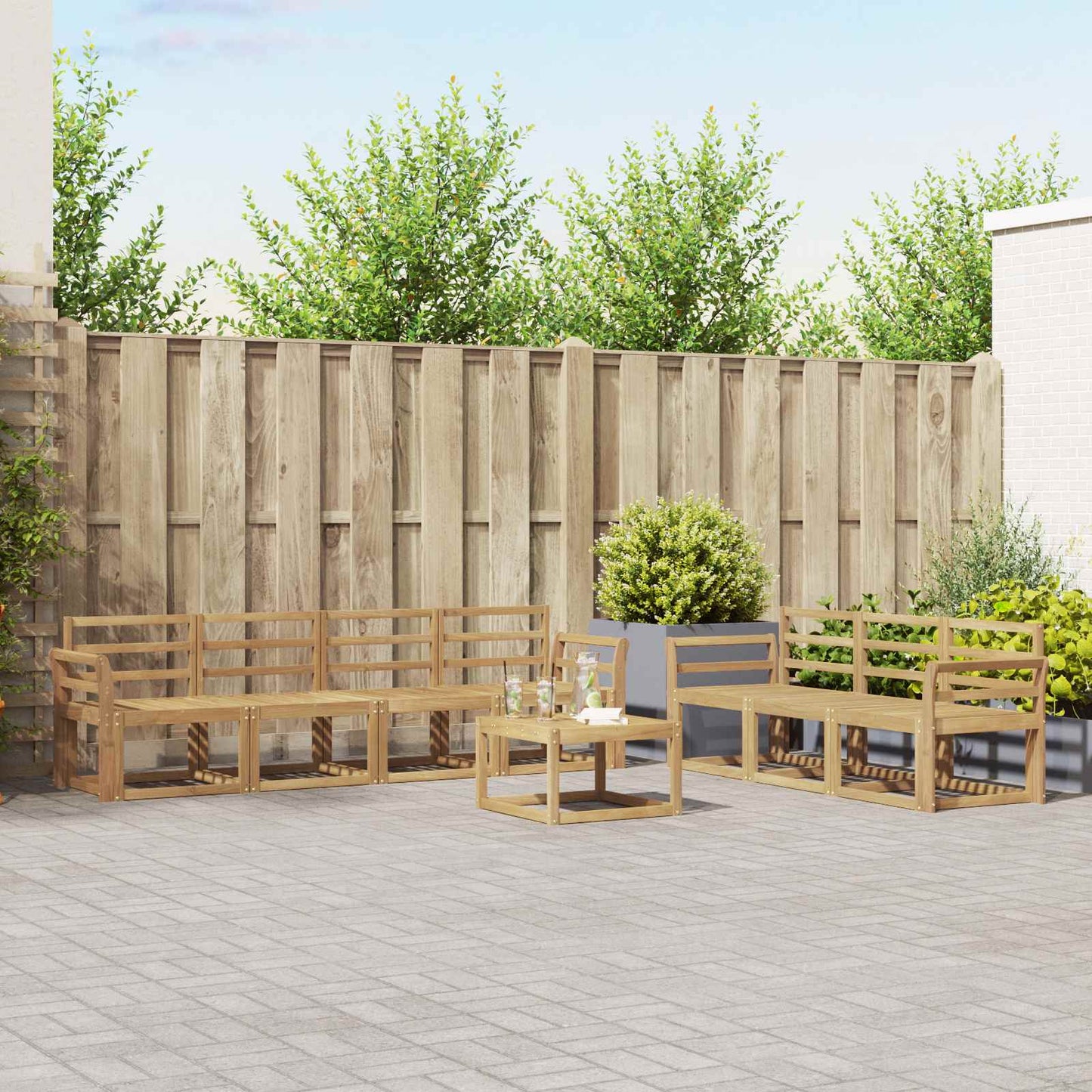 Outdoor Sofa Set 8 pcs White 59 x 59 x 37 cm Solid Acacia Wood