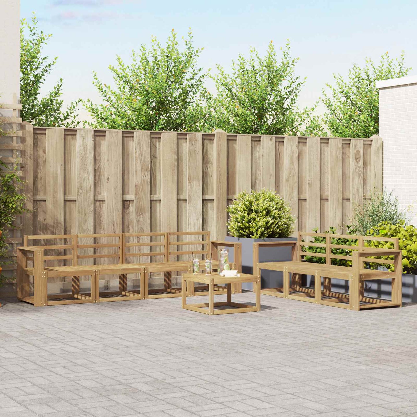 Outdoor Sofa Set 8 pcs White 59 x 59 x 37 cm Solid Acacia Wood