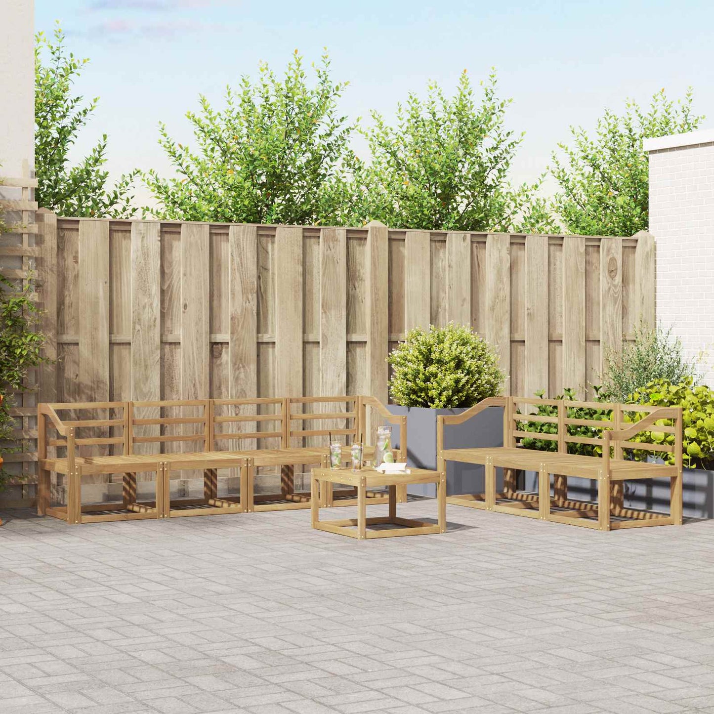Outdoor Sofa Set 8 pcs White 59 x 59 x 37 cm Solid Acacia Wood