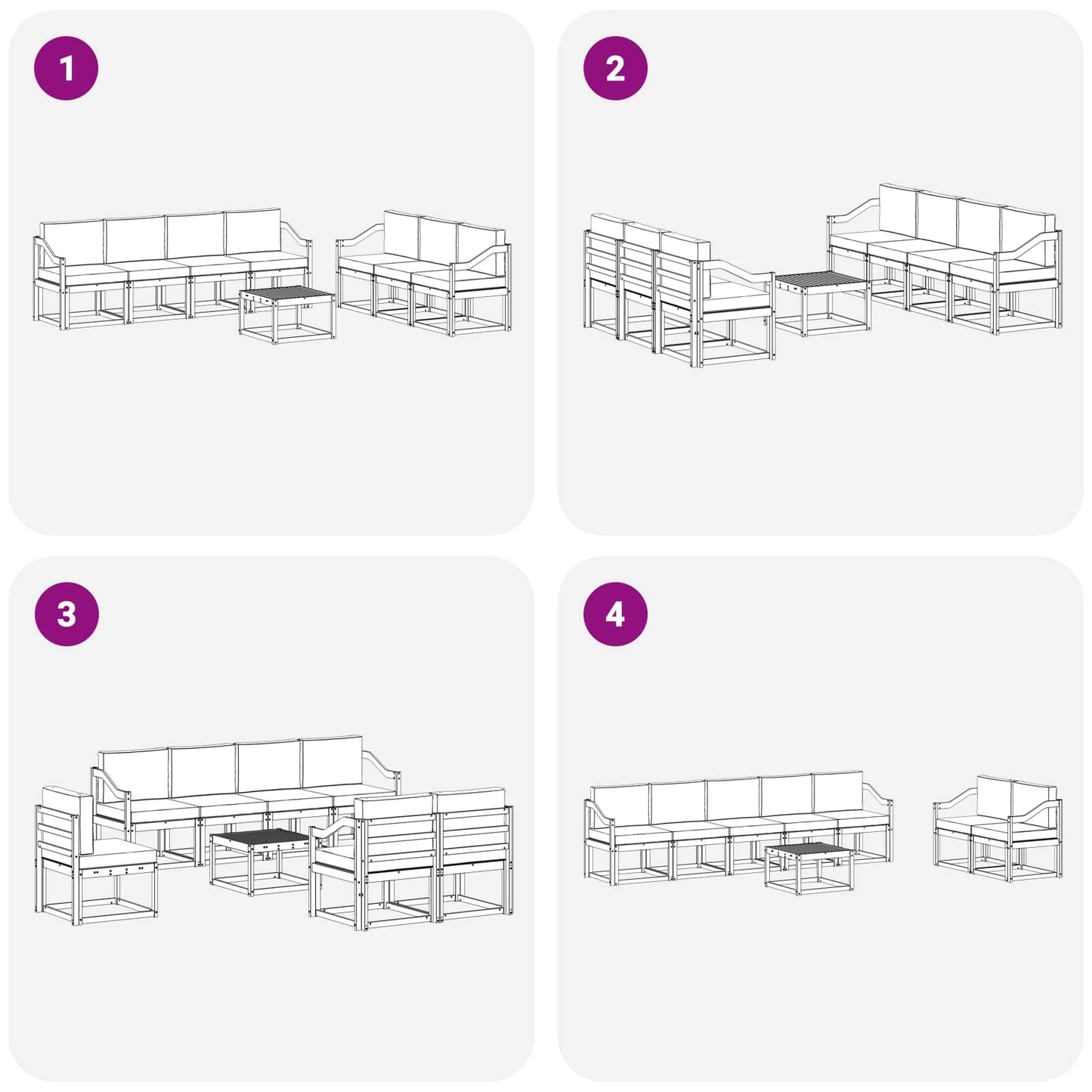 Outdoor Sofa Set 8 pcs White 59 x 59 x 37 cm Solid Acacia Wood