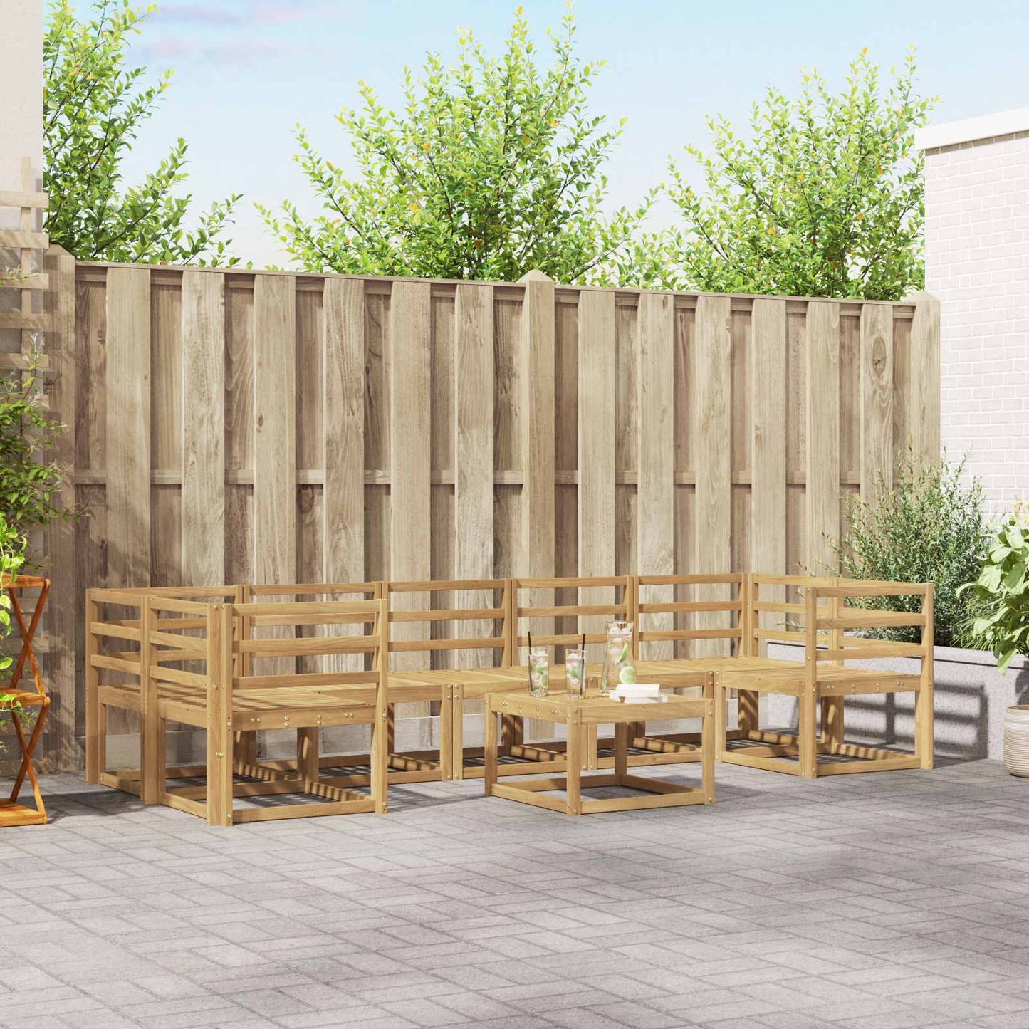 Outdoor Sofa Set 8 pcs White 59 x 59 x 37 cm Solid Acacia Wood