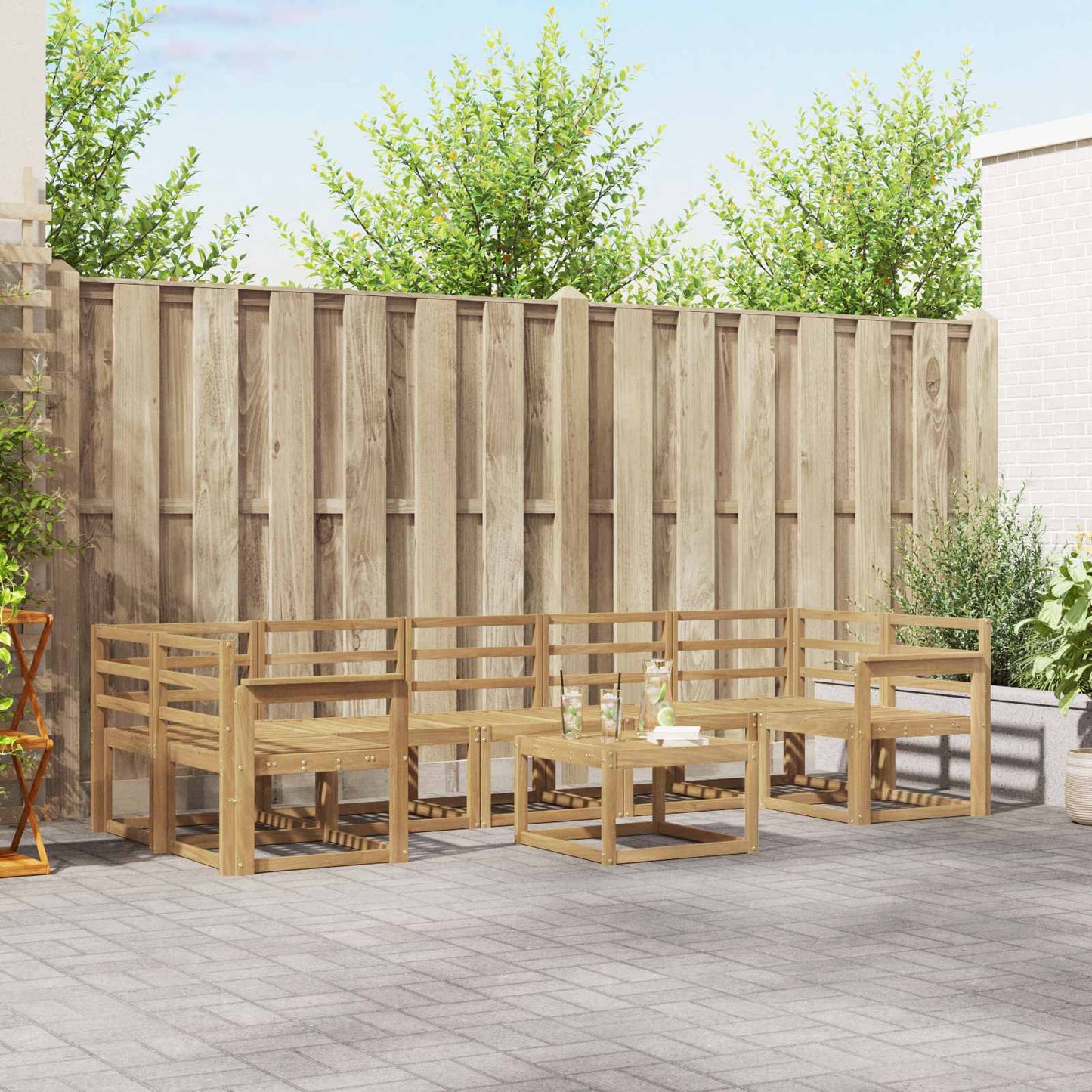 Outdoor Sofa Set 8 pcs White 59 x 59 x 37 cm Solid Acacia Wood