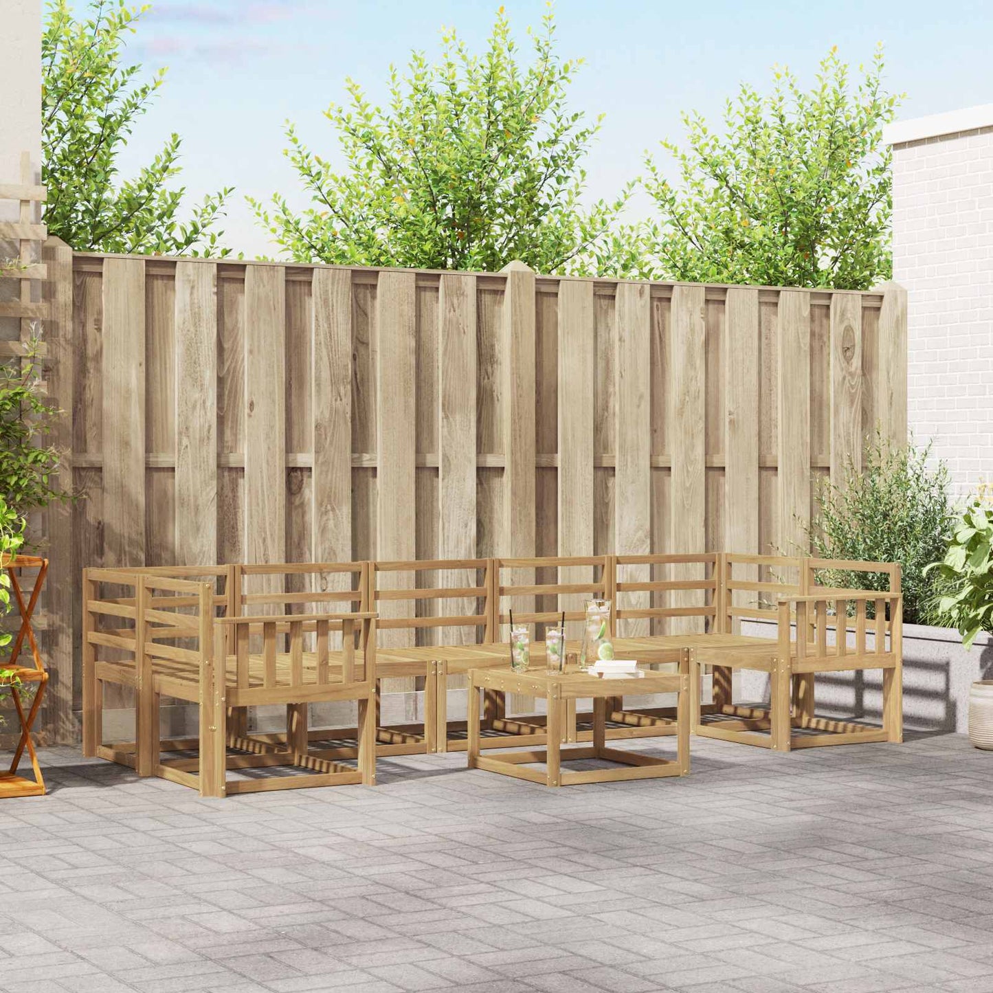 Outdoor Sofa Set 8 pcs White 59 x 59 x 37 cm Solid Acacia Wood