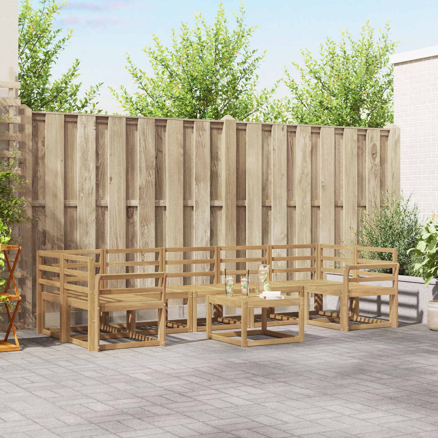 Outdoor Sofa Set 8 pcs White 59 x 59 x 37 cm Solid Acacia Wood