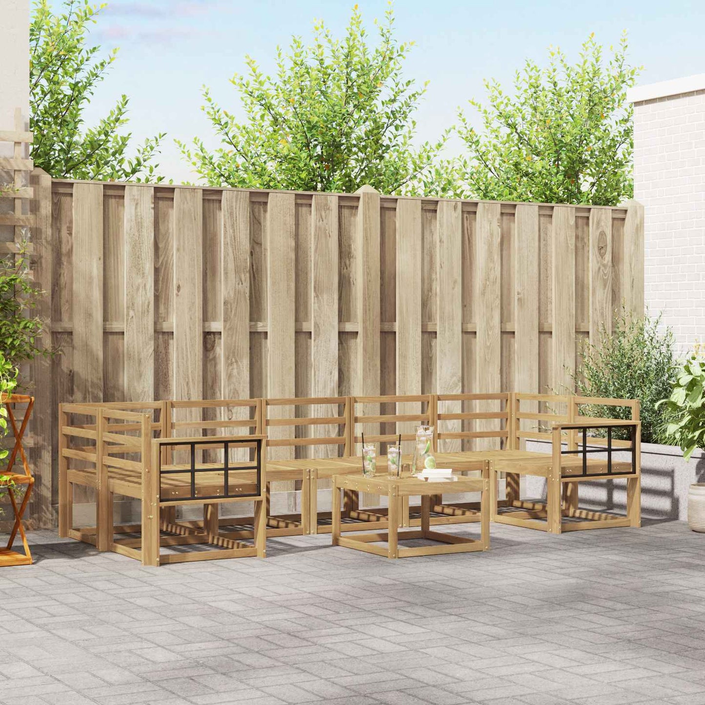 Outdoor Sofa Set 8 pcs White 59 x 59 x 37 cm Solid Acacia Wood