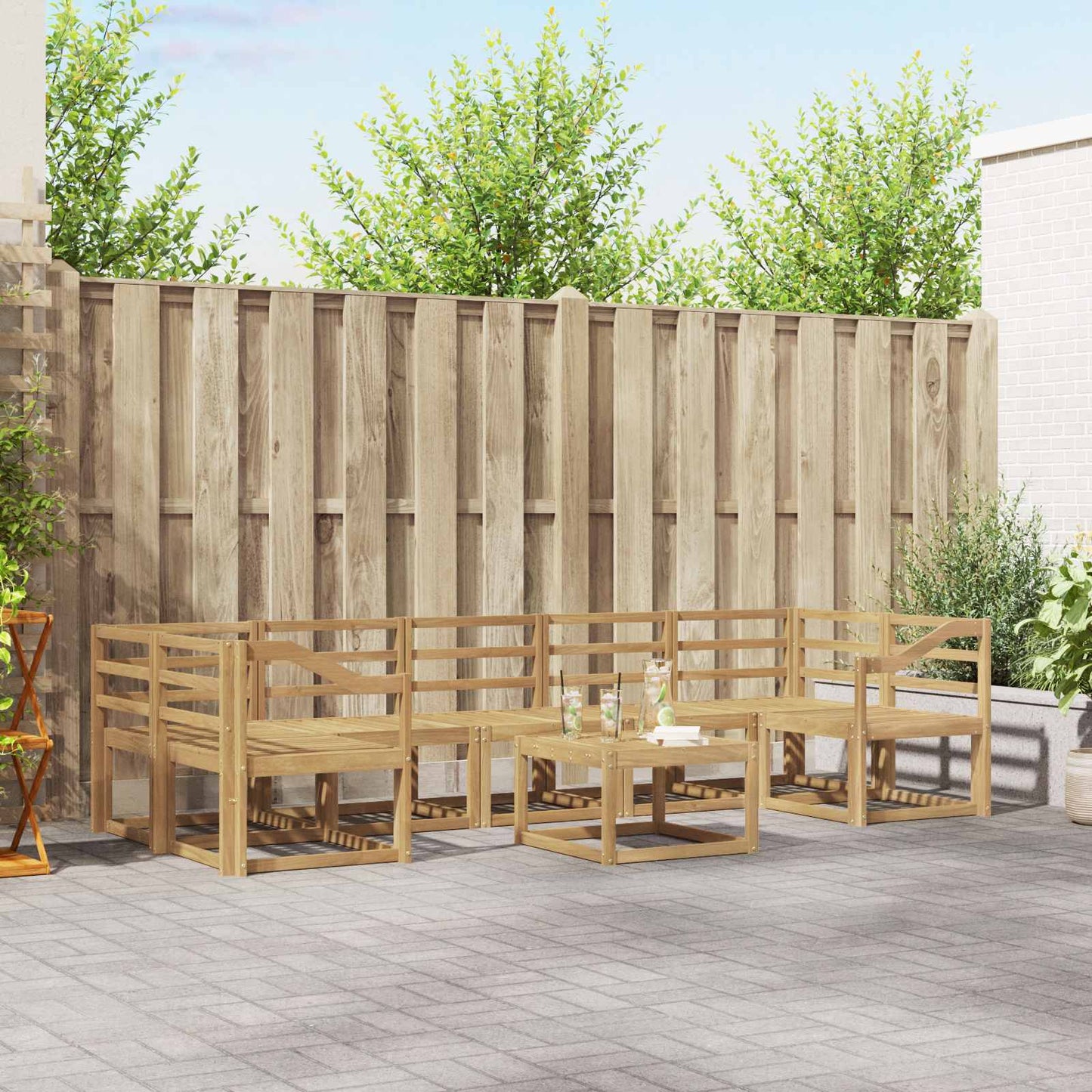 Outdoor Sofa Set 8 pcs White 59 x 59 x 37 cm Solid Acacia Wood