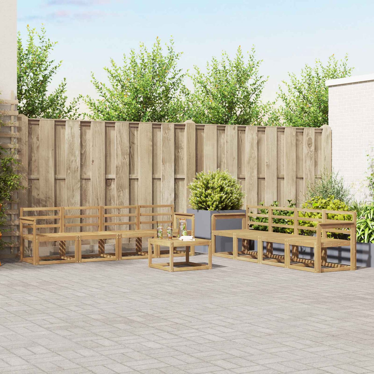 Outdoor Sofa Set 9 pcs White 59 x 59 x 37 cm Solid Acacia Wood
