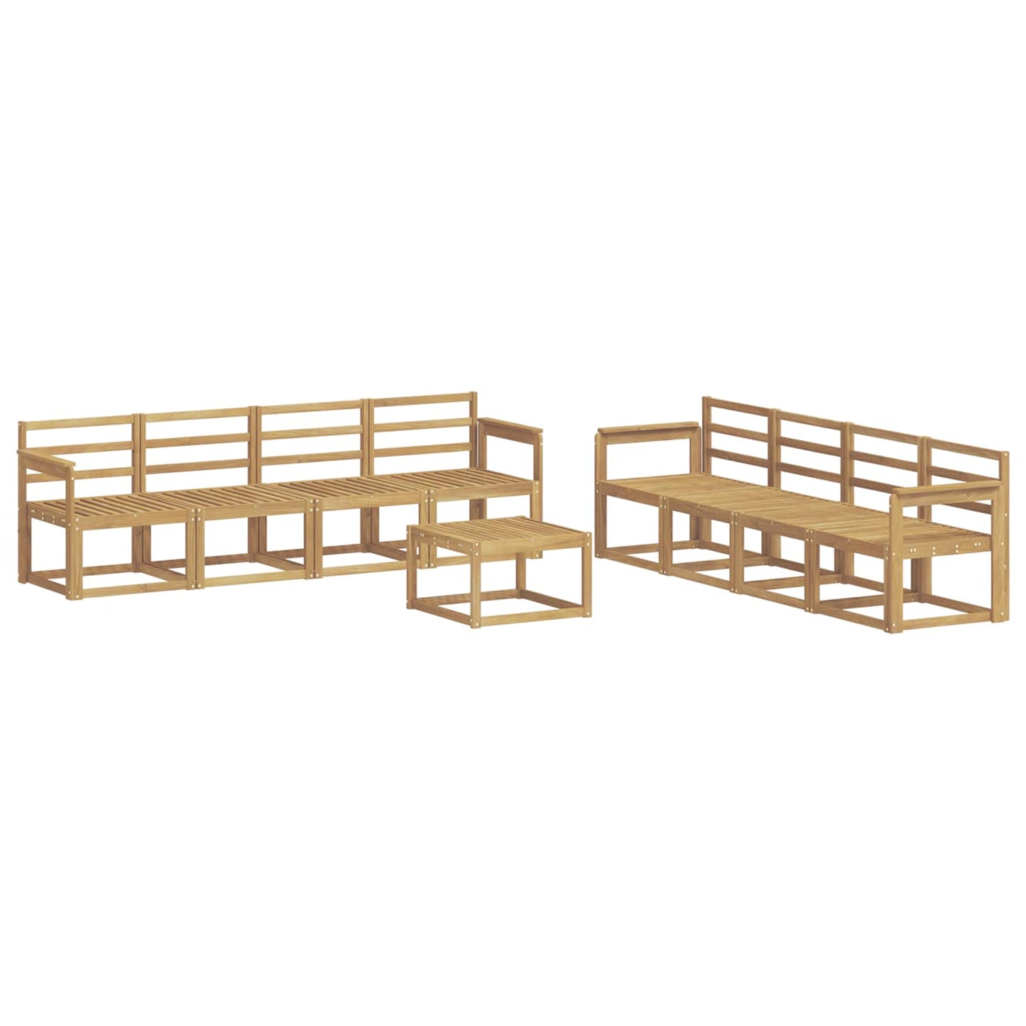 Outdoor Sofa Set 9 pcs White 59 x 59 x 37 cm Solid Acacia Wood