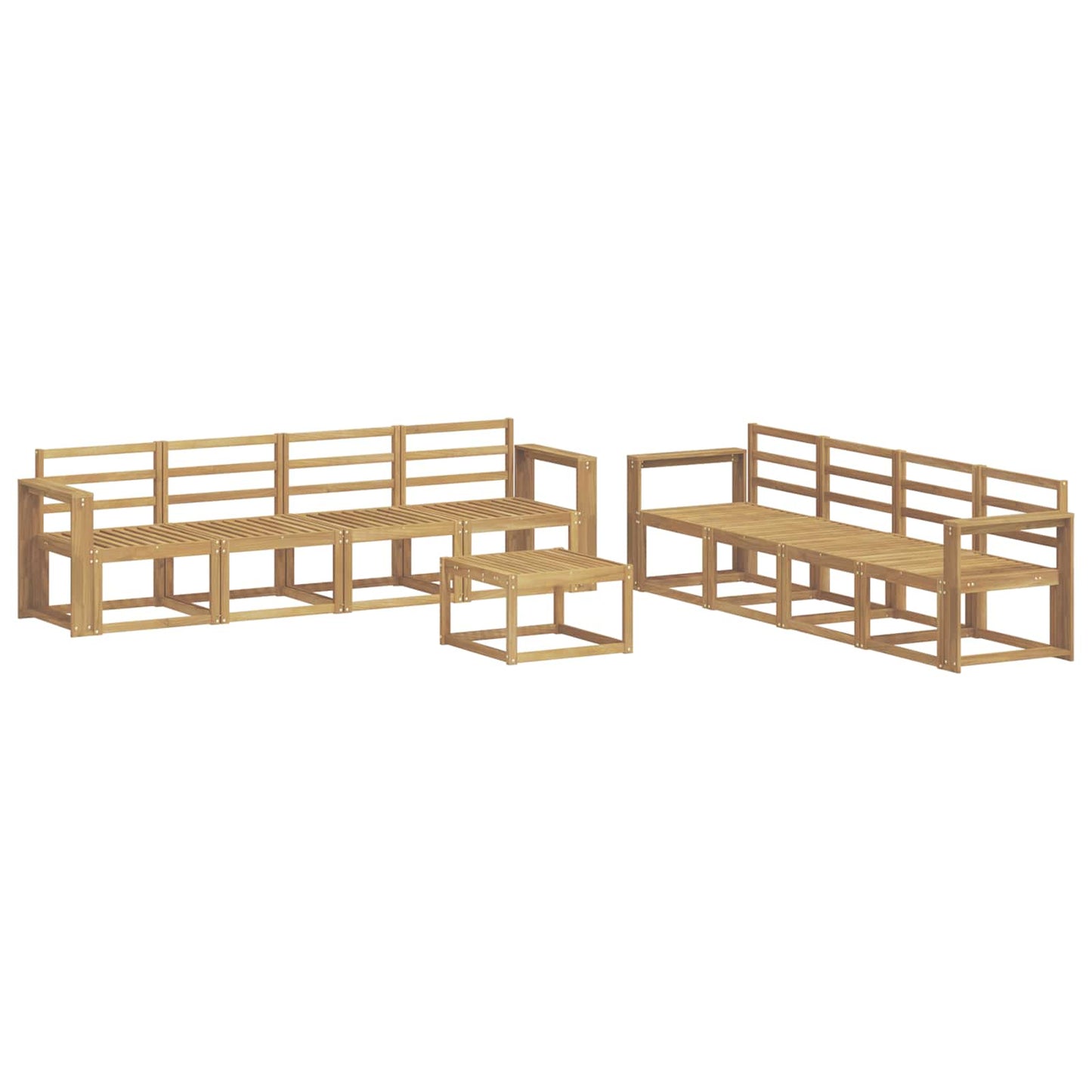 Outdoor Sofa Set 9 pcs White 59 x 59 x 37 cm Solid Acacia Wood