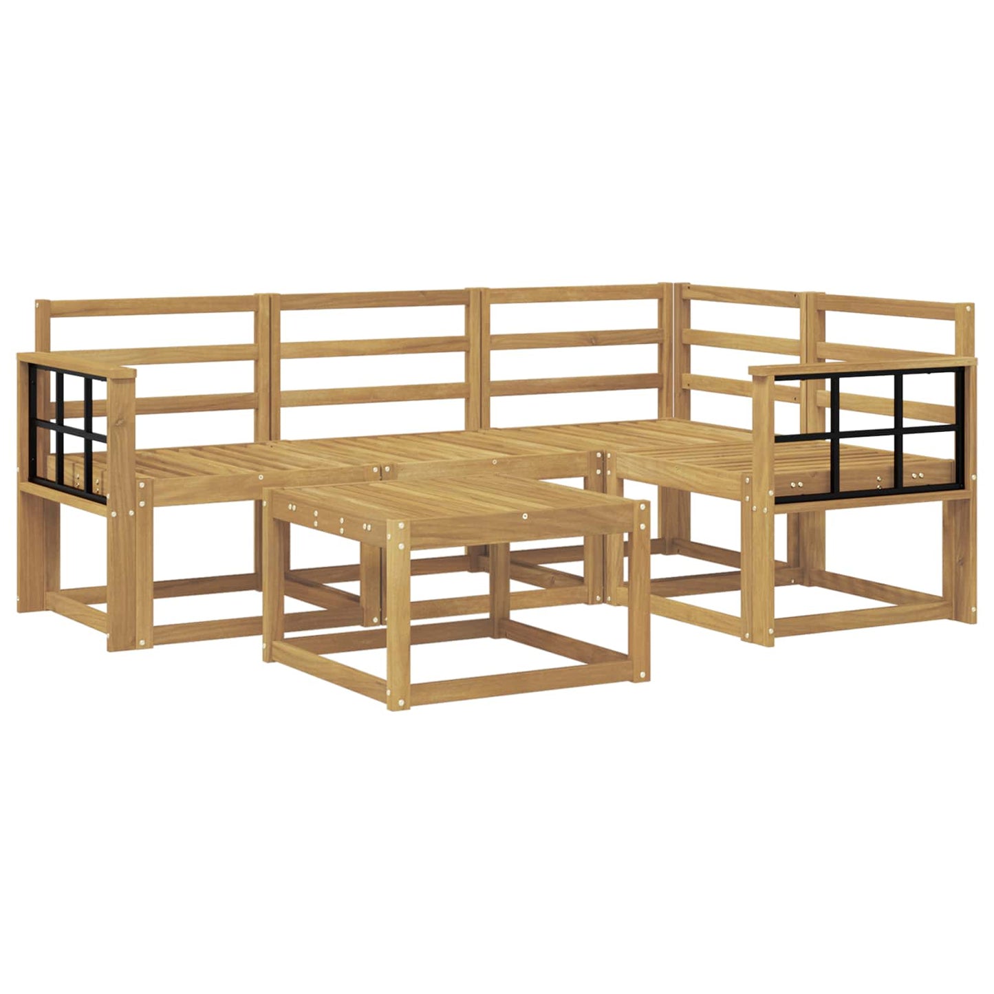 Outdoor Sofa Set 5 pcs White 59 x 59 x 37 cm Solid Acacia Wood
