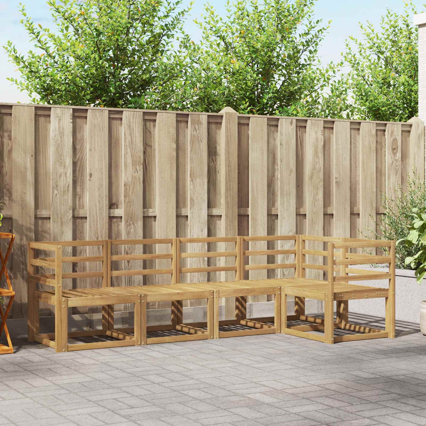 Outdoor Sofa Set 5 pcs White Solid Acacia Wood