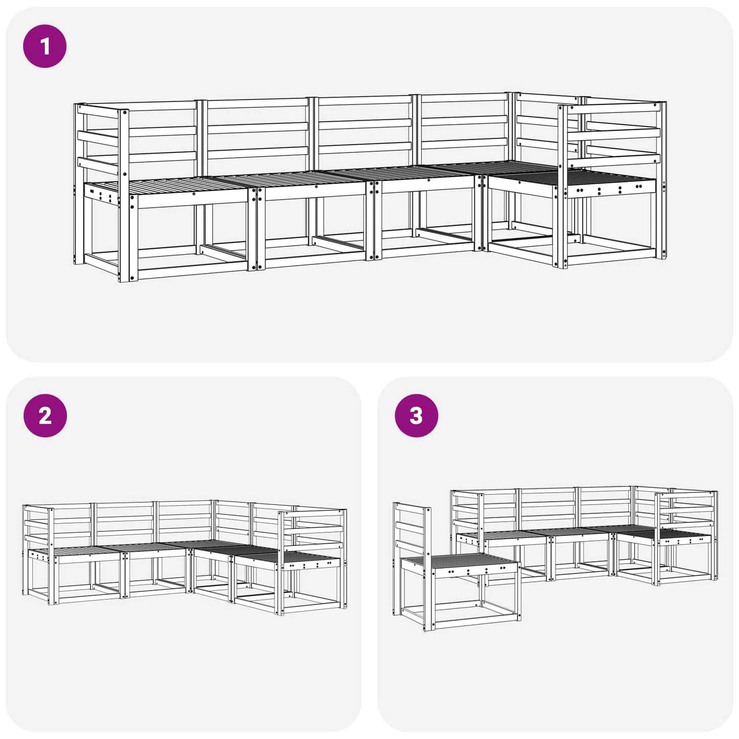 Outdoor Sofa Set 5 pcs White Solid Acacia Wood