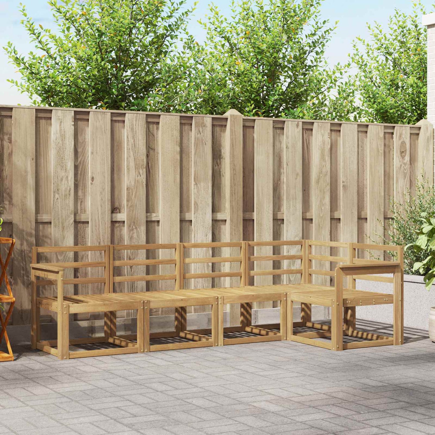 Outdoor Sofa Set 5 pcs White Solid Acacia Wood