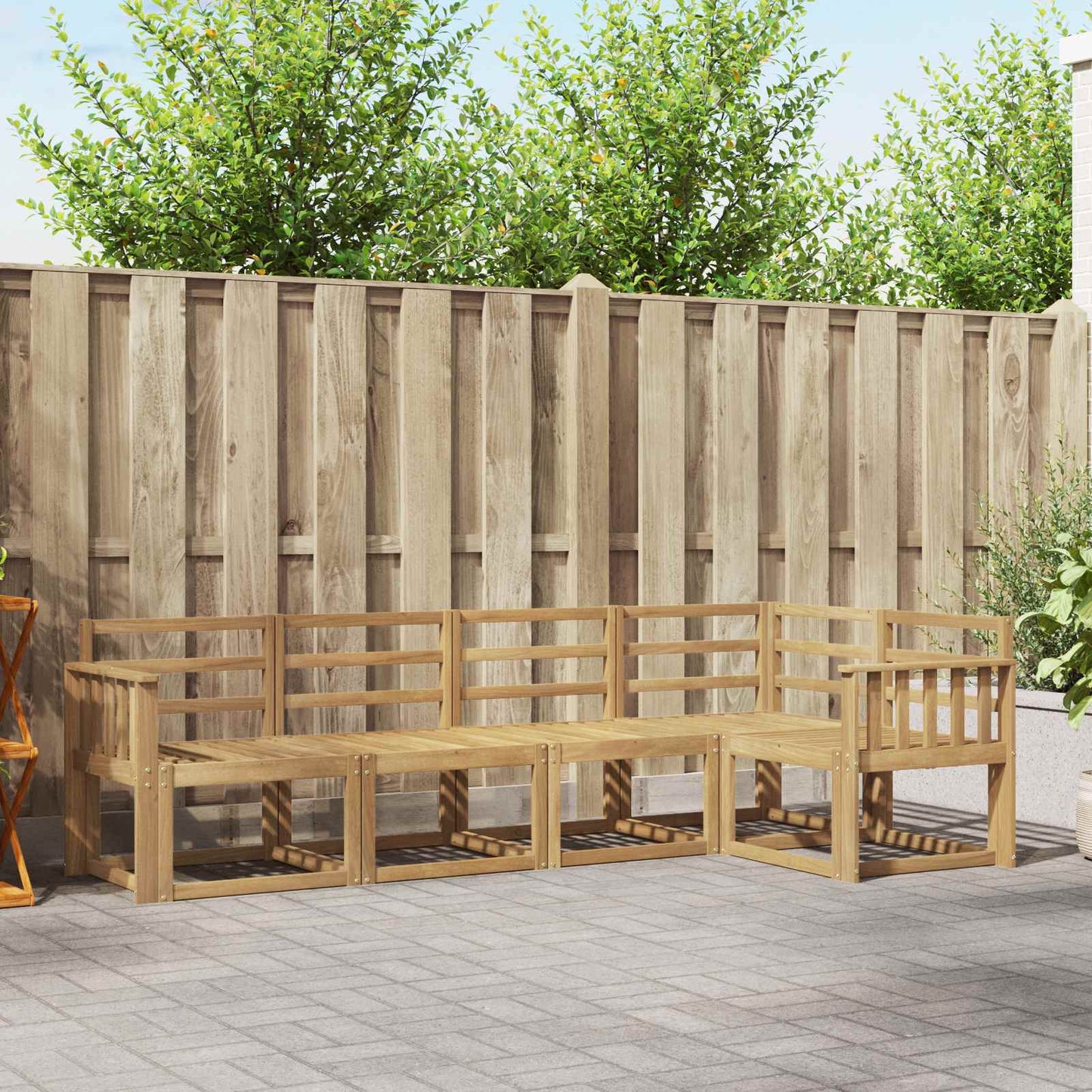 Outdoor Sofa Set 5 pcs White Solid Acacia Wood