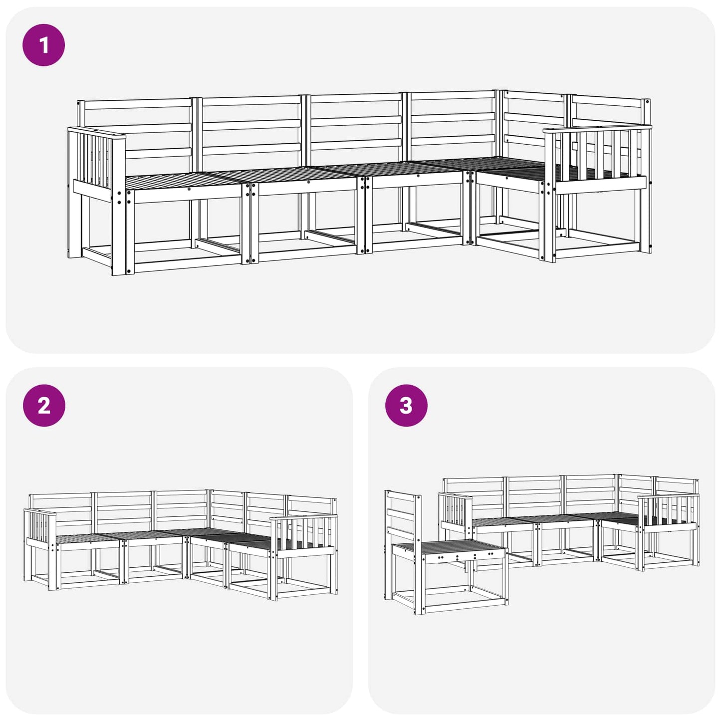 Outdoor Sofa Set 5 pcs White Solid Acacia Wood