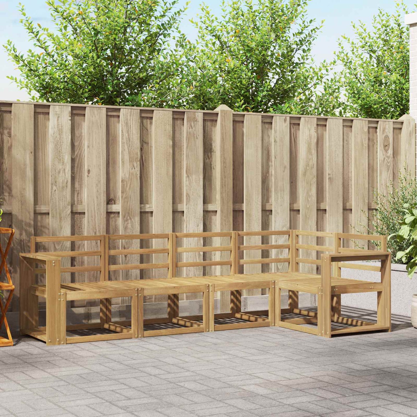 Outdoor Sofa Set 5 pcs White Solid Acacia Wood