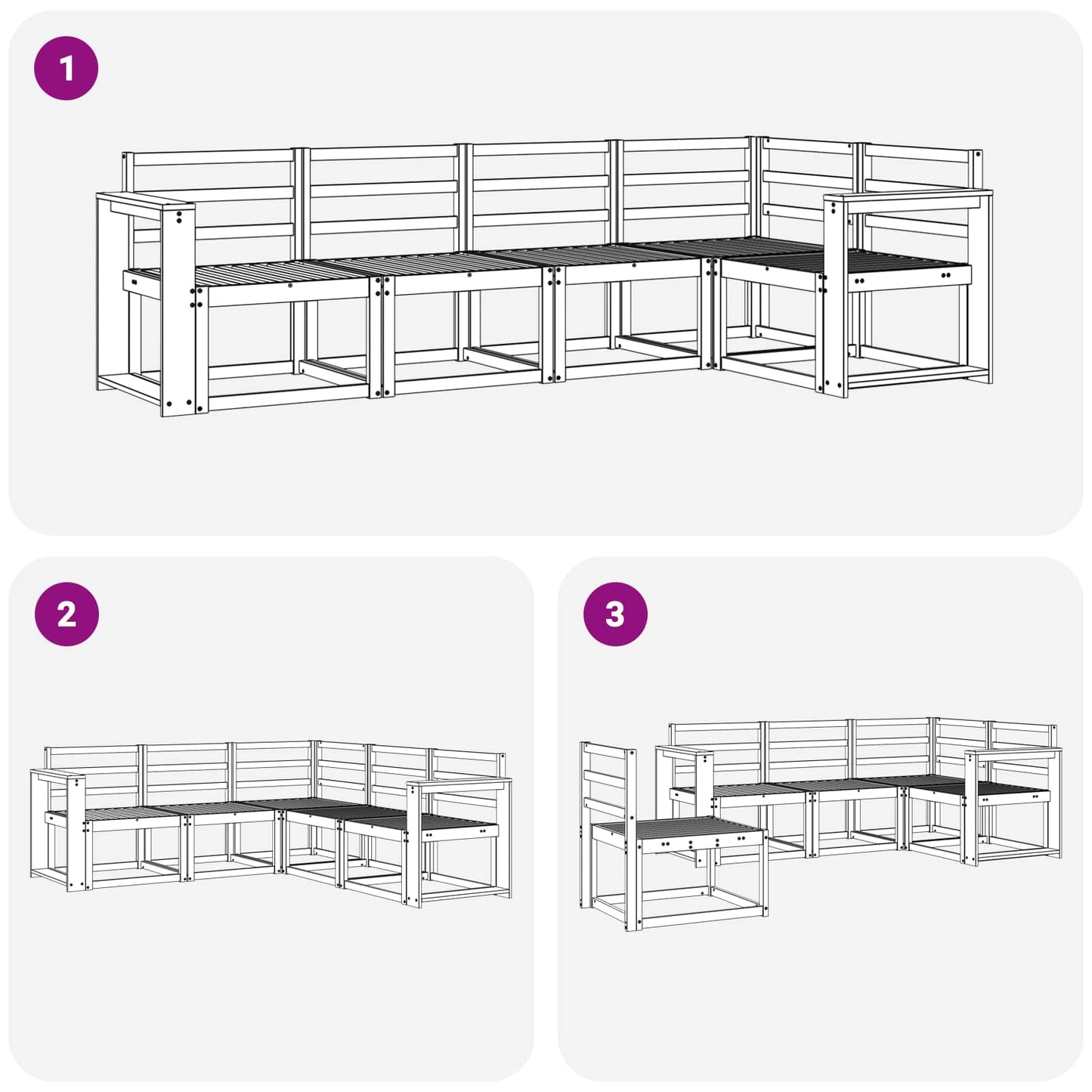 Outdoor Sofa Set 5 pcs White Solid Acacia Wood