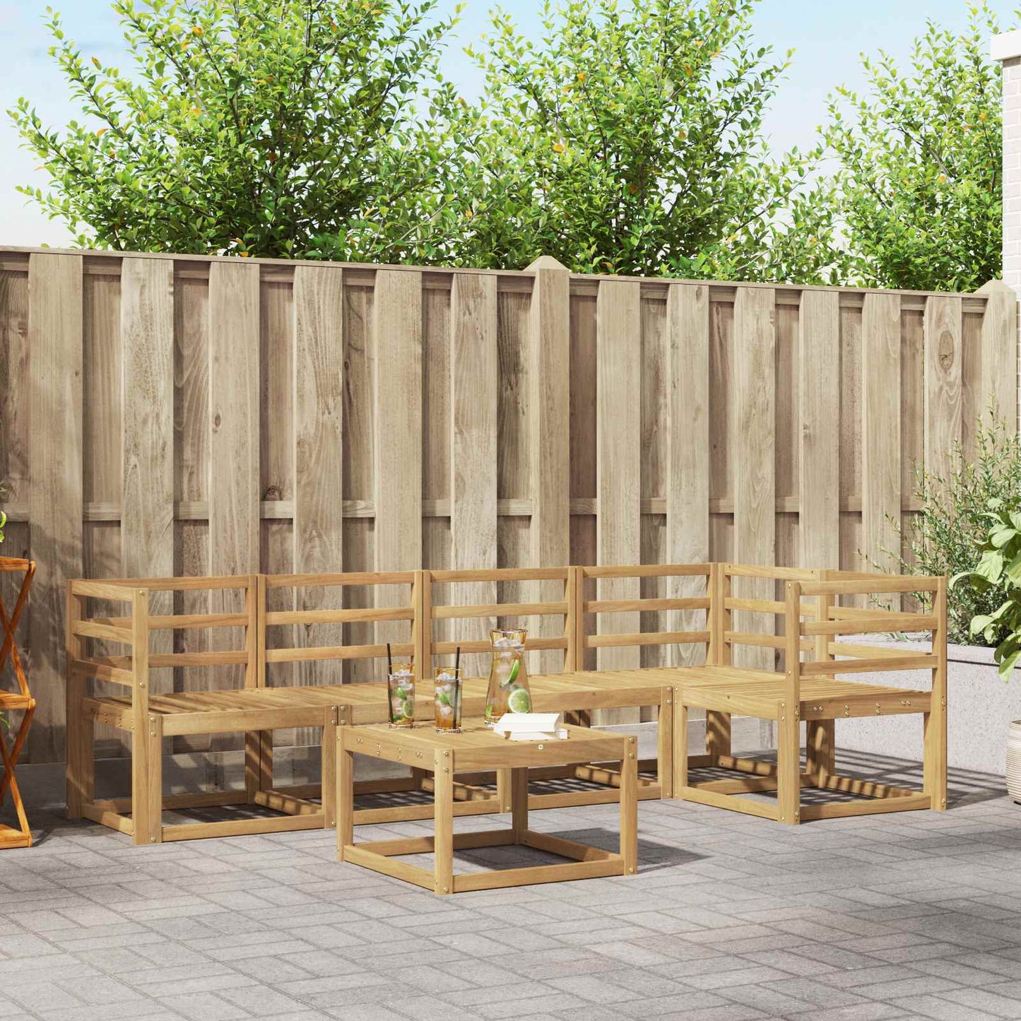 Outdoor Sofa Set 6 pcs White Solid Acacia Wood