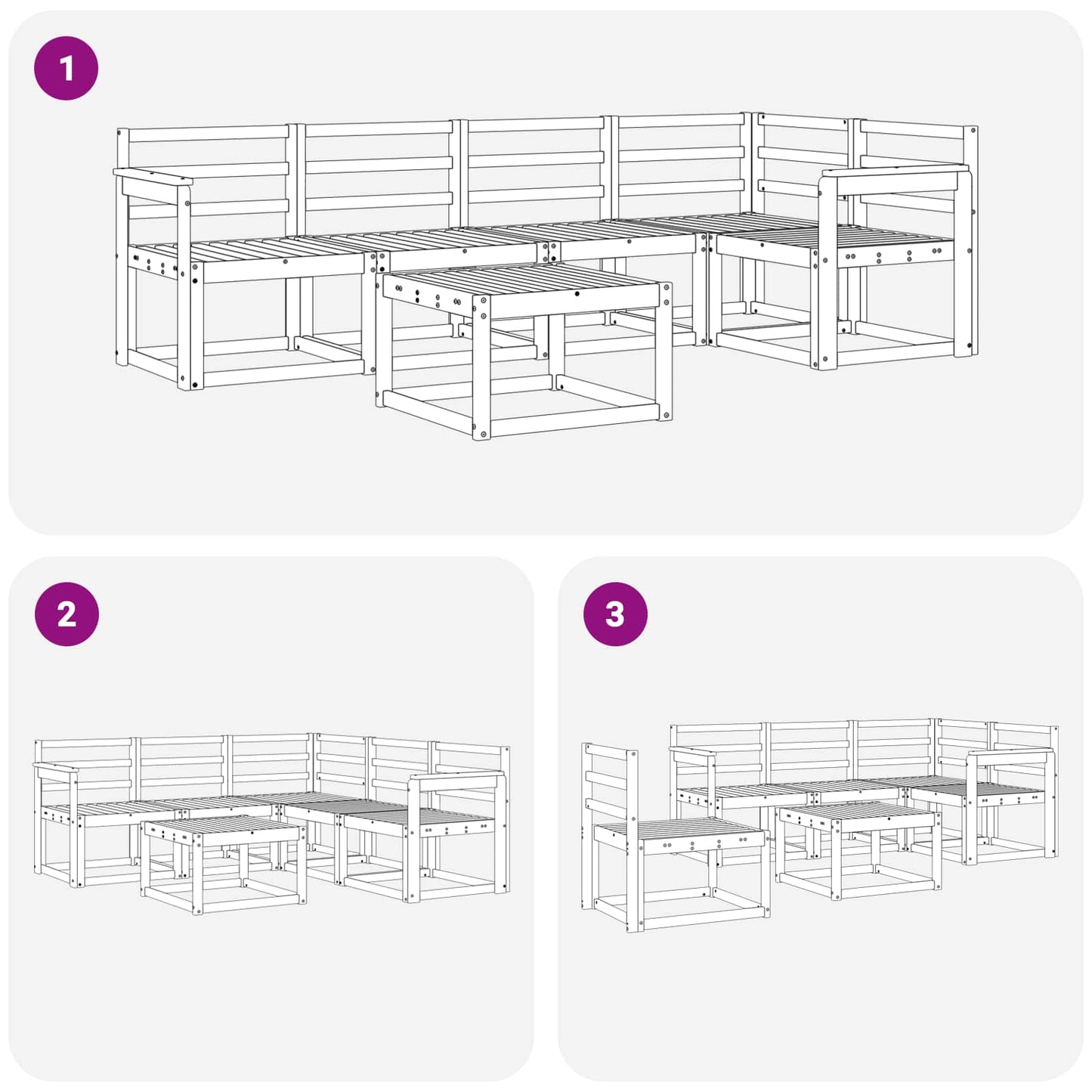 Outdoor Sofa Set 6 pcs White Solid Acacia Wood