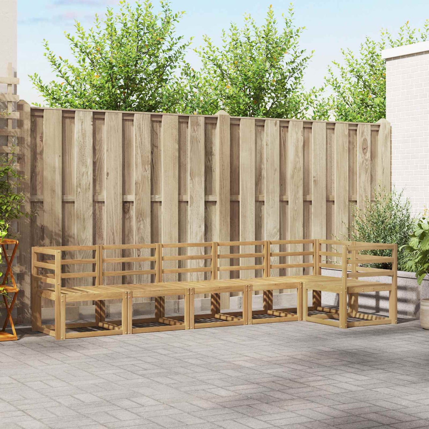 Outdoor Sofa Set 6 pcs White Solid Acacia Wood