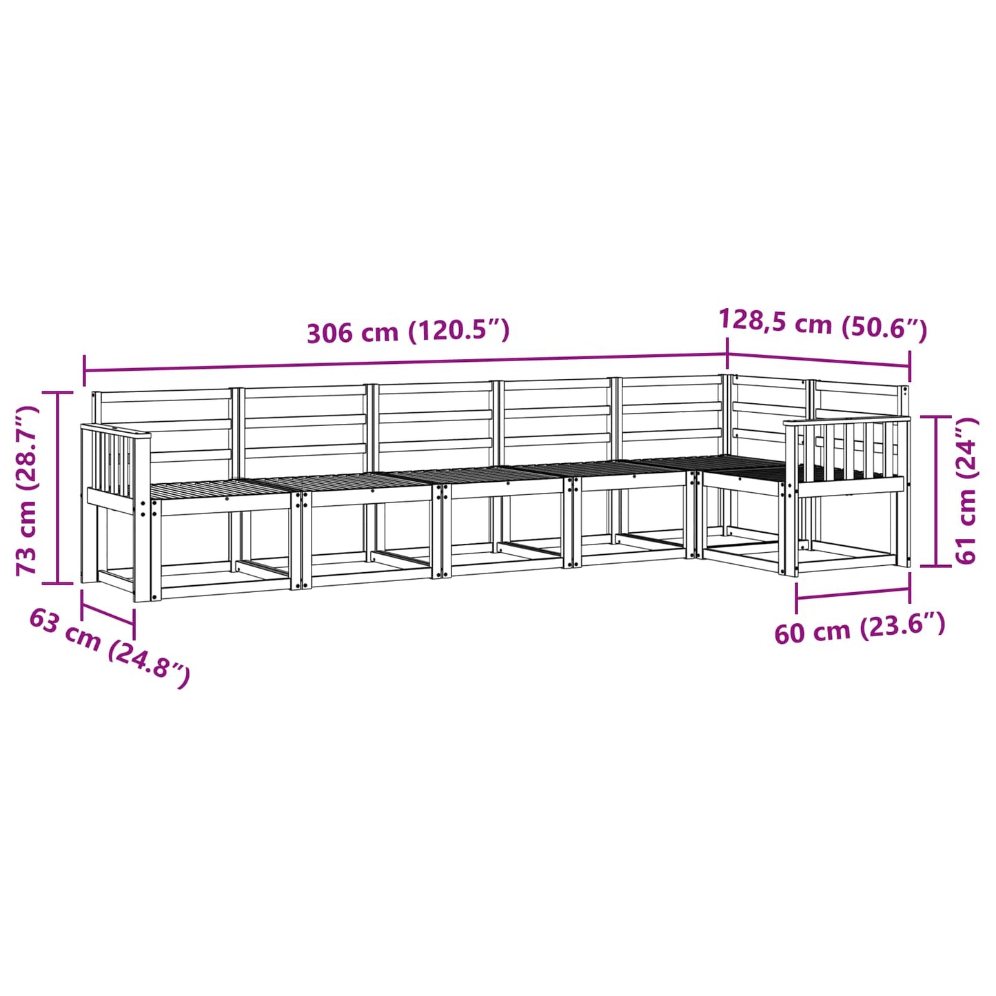 Outdoor Sofa Set 6 pcs White Solid Acacia Wood