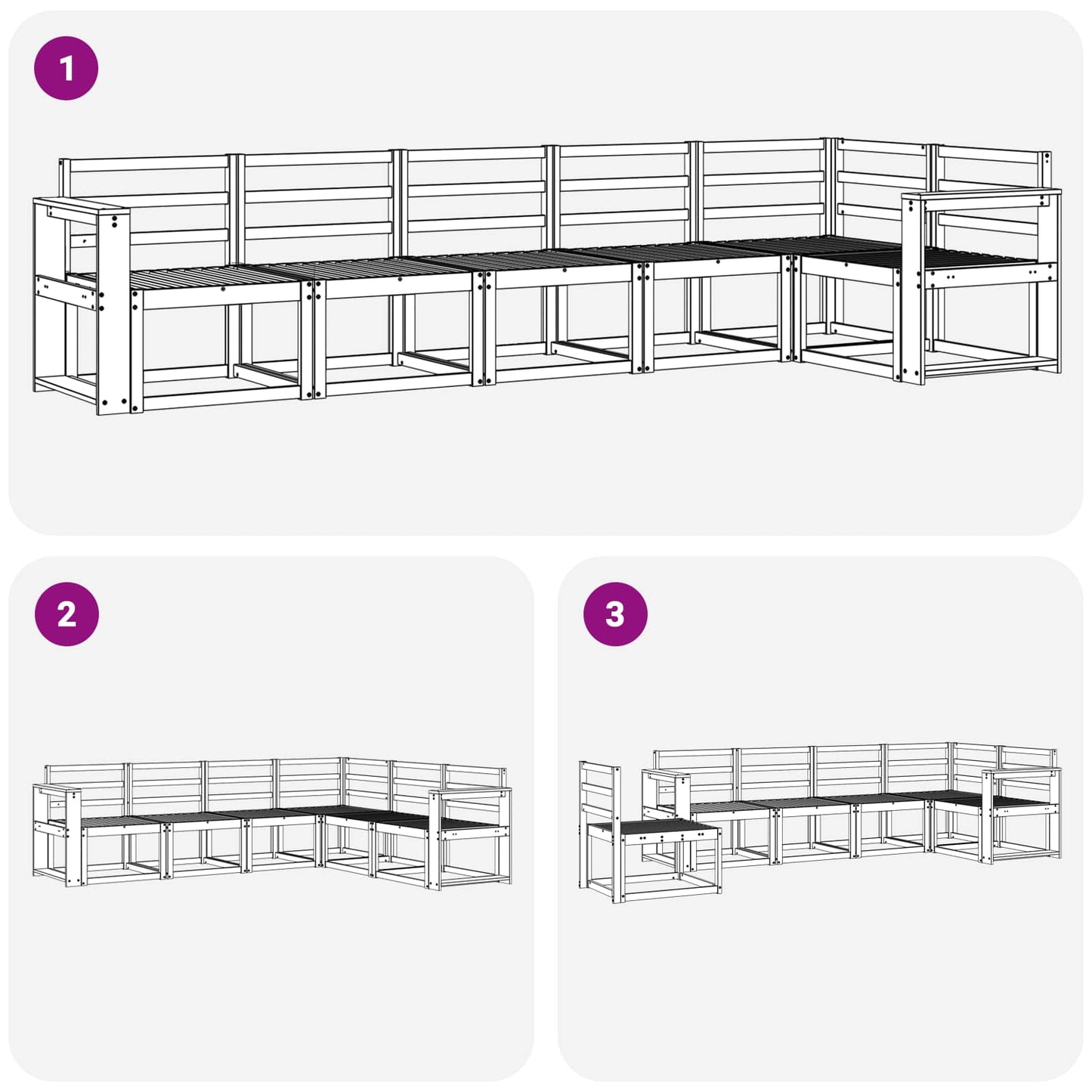 Outdoor Sofa Set 6 pcs White Solid Acacia Wood