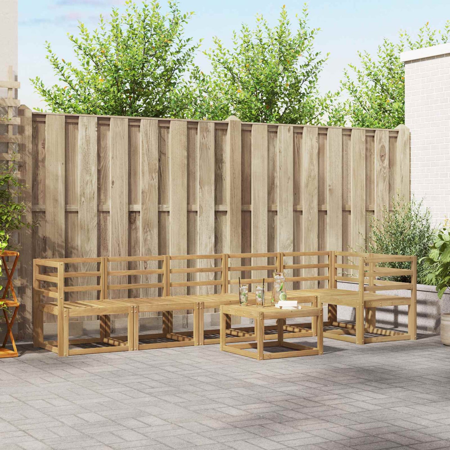 Outdoor Sofa Set 7 pcs White Solid Acacia Wood