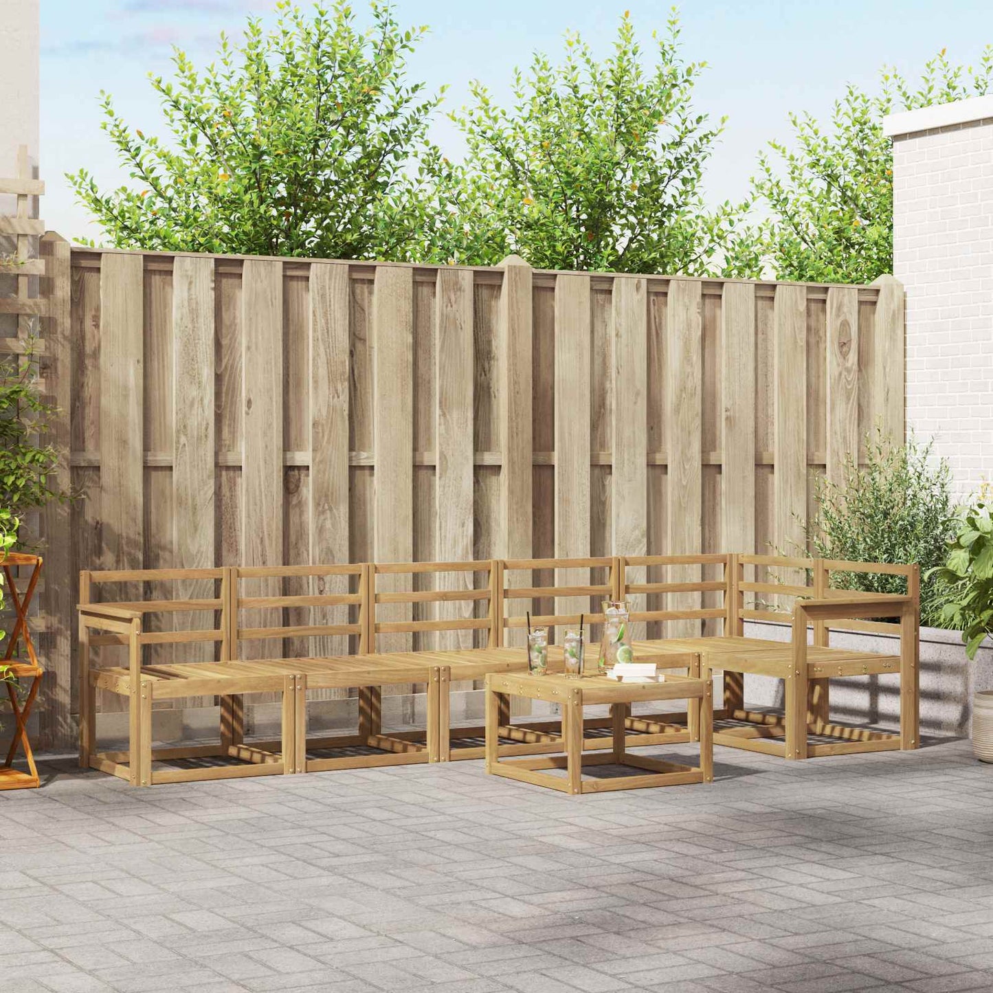 Outdoor Sofa Set 7 pcs White Solid Acacia Wood
