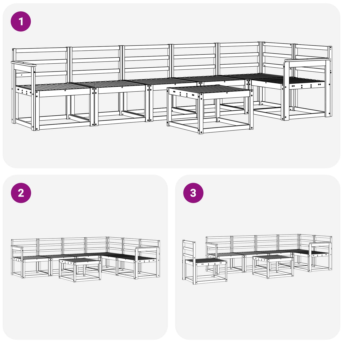 Outdoor Sofa Set 7 pcs White Solid Acacia Wood