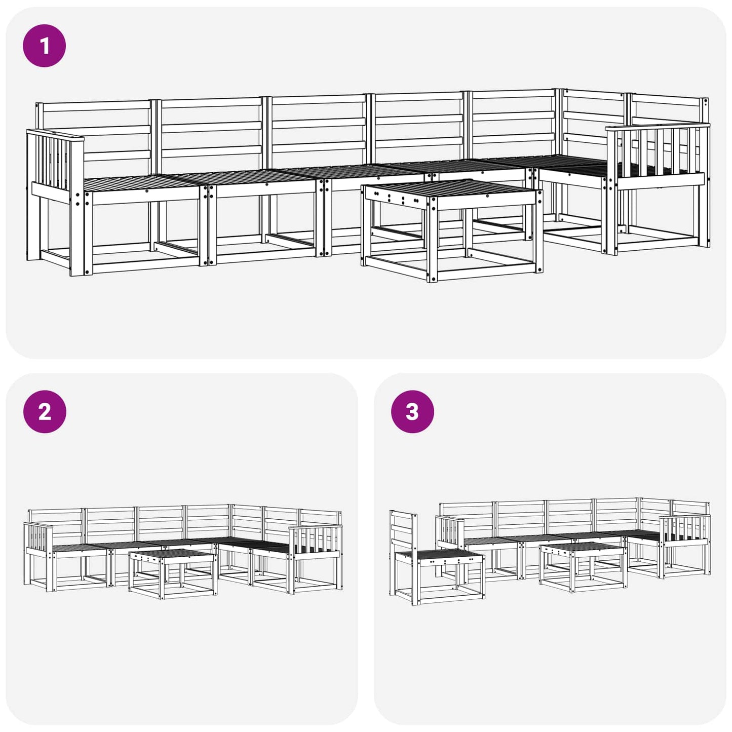 Outdoor Sofa Set 7 pcs White Solid Acacia Wood