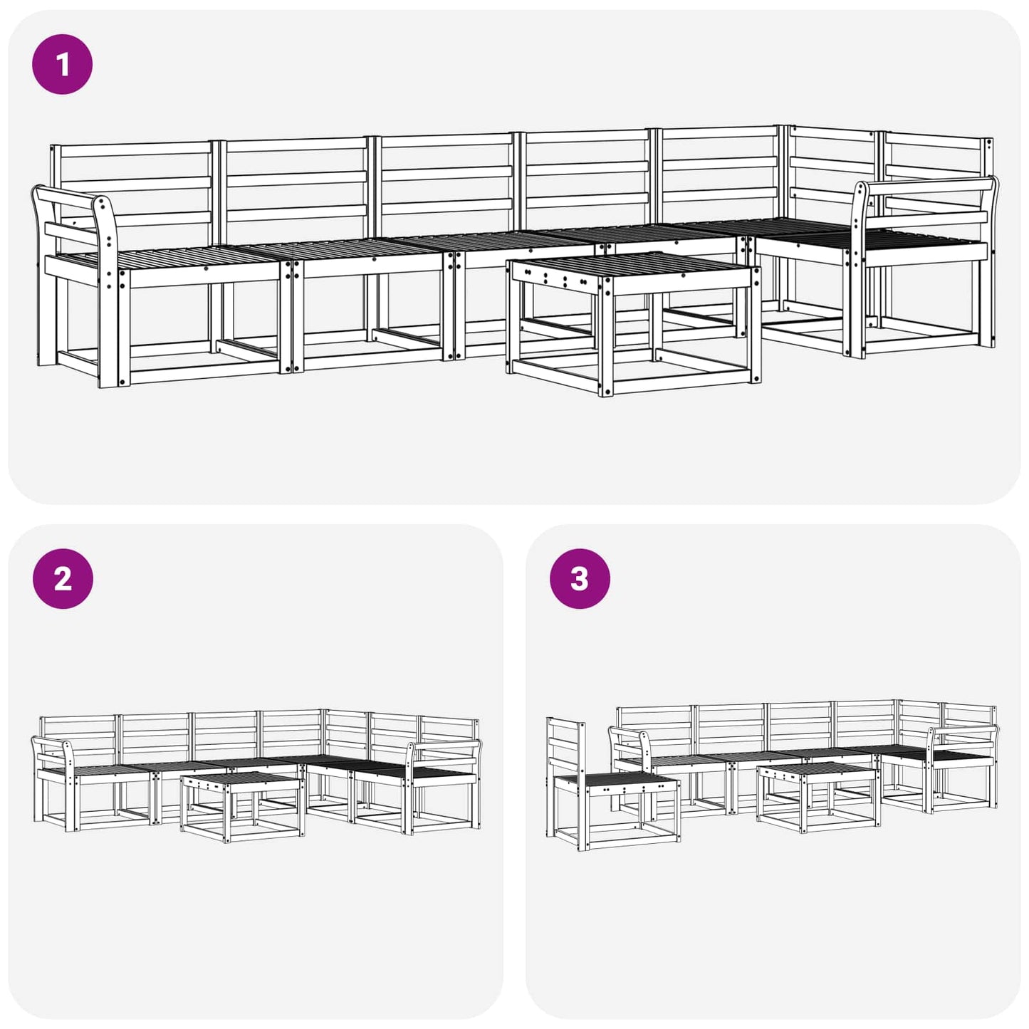 Outdoor Sofa Set 7 pcs White Solid Acacia Wood