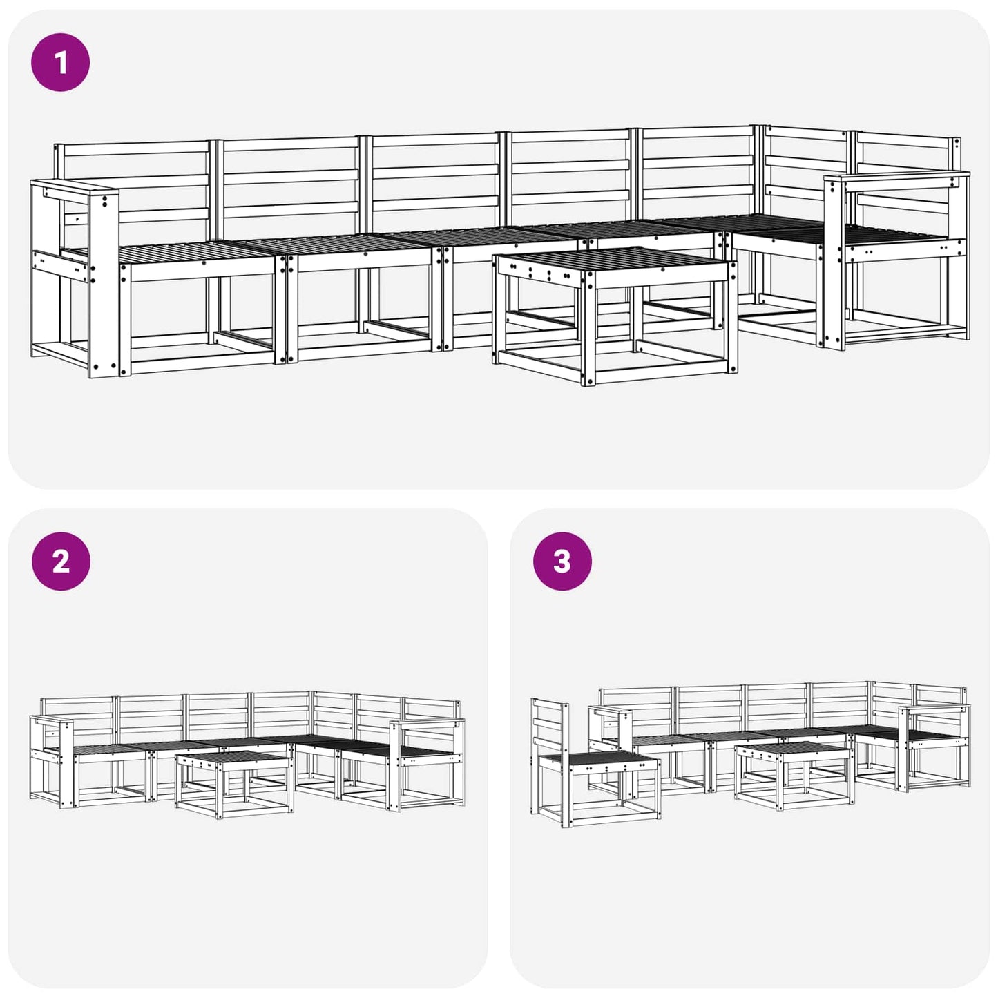 Outdoor Sofa Set 7 pcs White Solid Acacia Wood