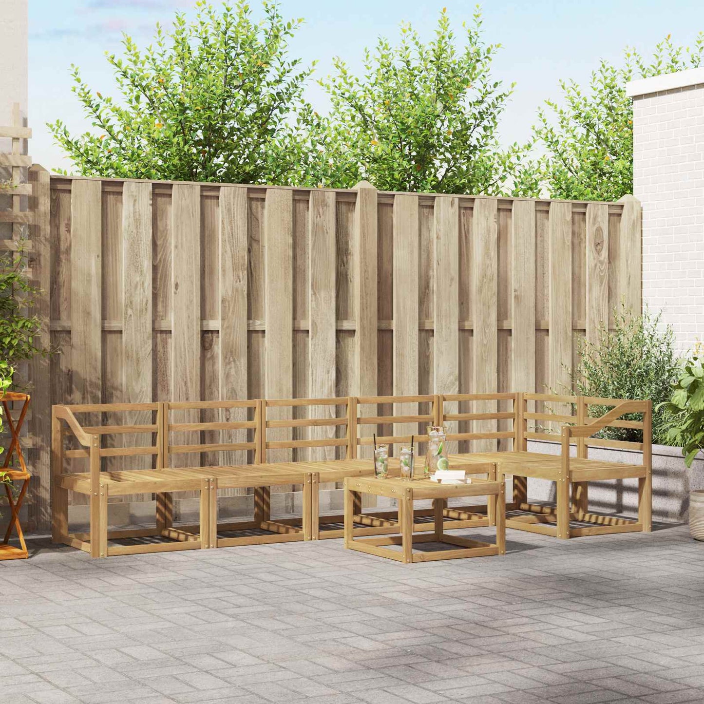 Outdoor Sofa Set 7 pcs White Solid Acacia Wood