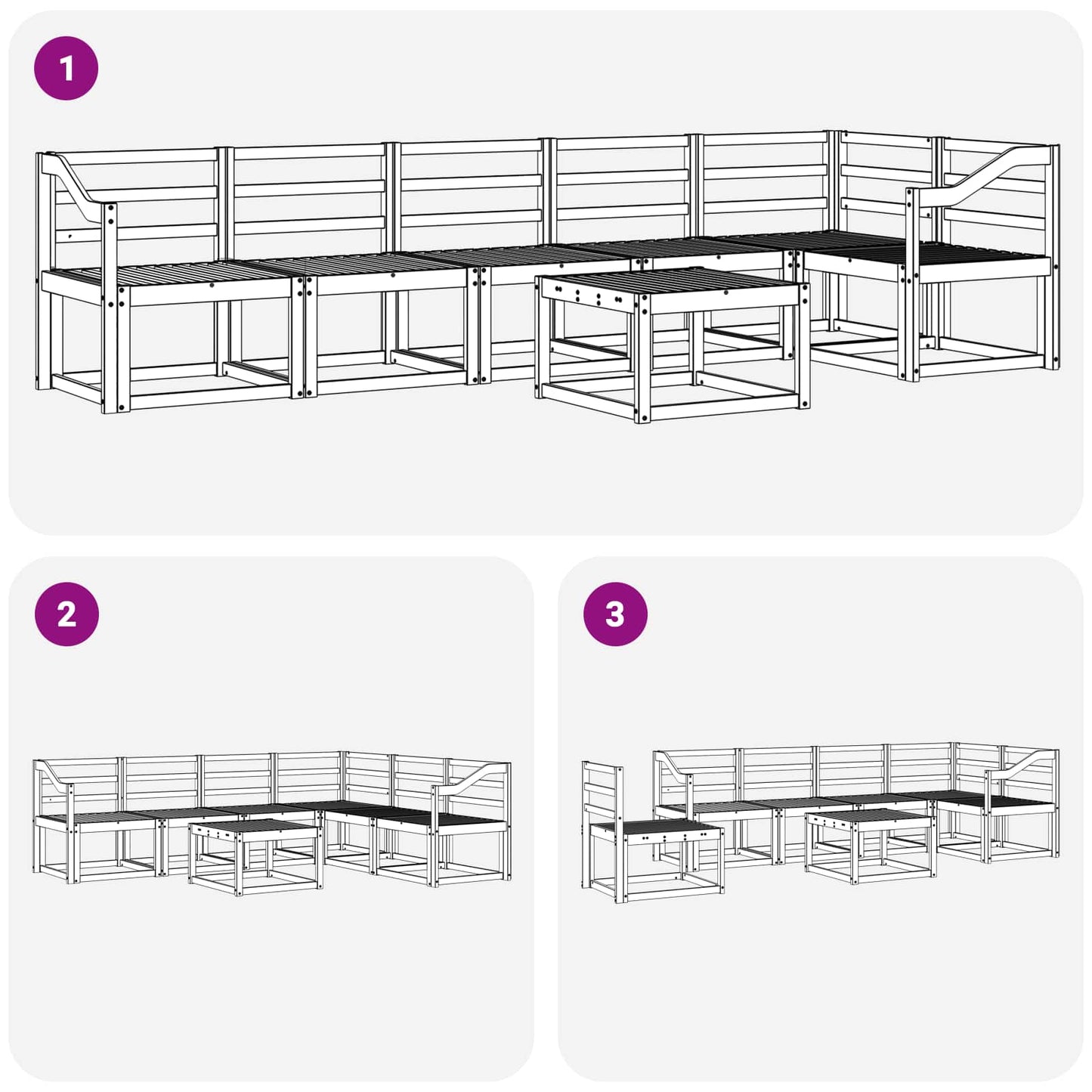 Outdoor Sofa Set 7 pcs White Solid Acacia Wood