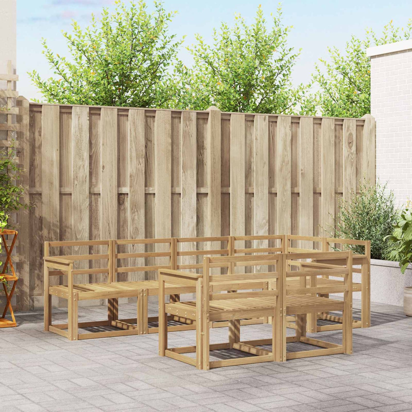 Outdoor Sofa Set 7 pcs White Solid Acacia Wood