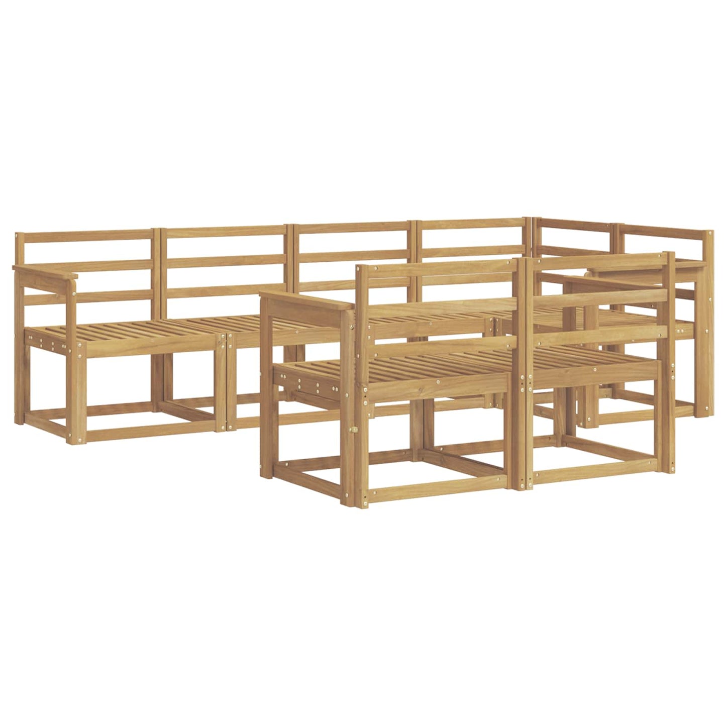 Outdoor Sofa Set 7 pcs White Solid Acacia Wood