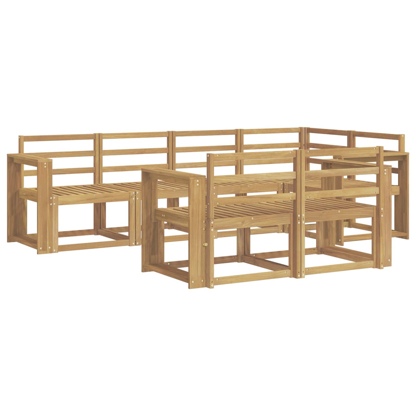 Outdoor Sofa Set 7 pcs White Solid Acacia Wood