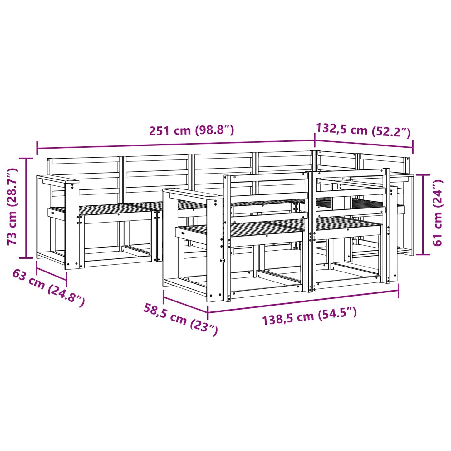 Outdoor Sofa Set 7 pcs White Solid Acacia Wood